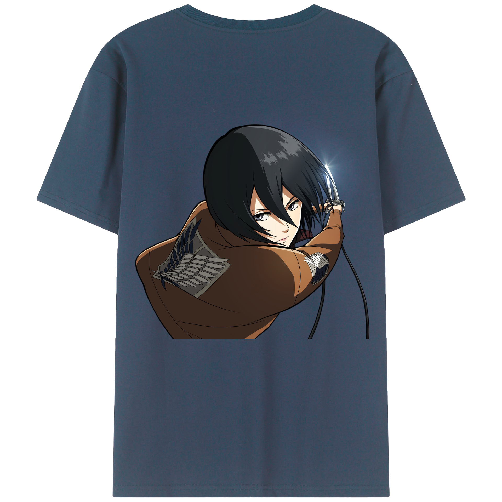 （画像用） 進撃の巨人 ミカサ·アッカーマン Attack on Titan Mikasa Ackerman 綿100％ メンズ半袖Tシャツ（バックプリント） 通気性