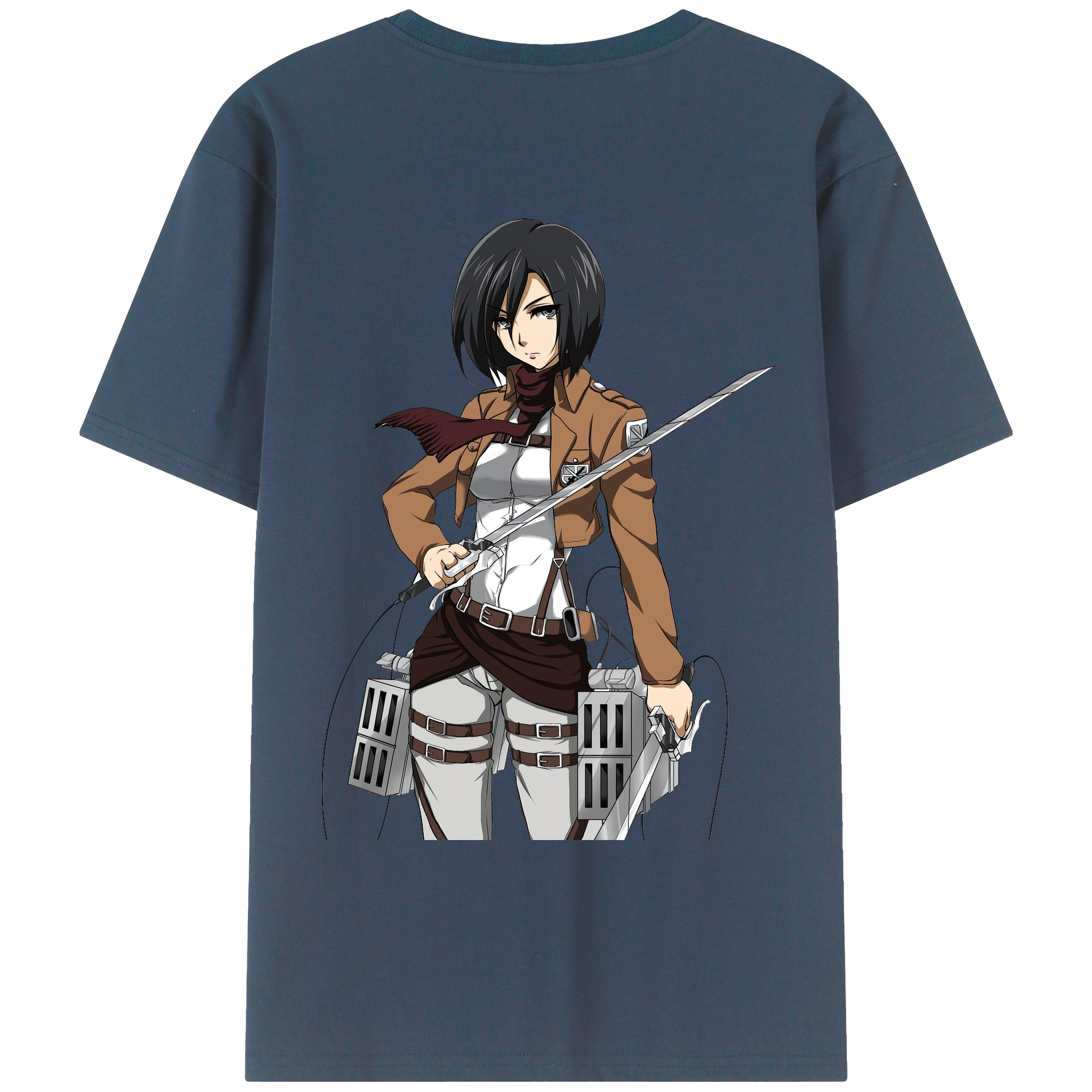 （画像用） 進撃の巨人 ミカサ·アッカーマン Attack on Titan Mikasa Ackerman 綿100％ メンズ半袖Tシャツ（バックプリント） 通気性