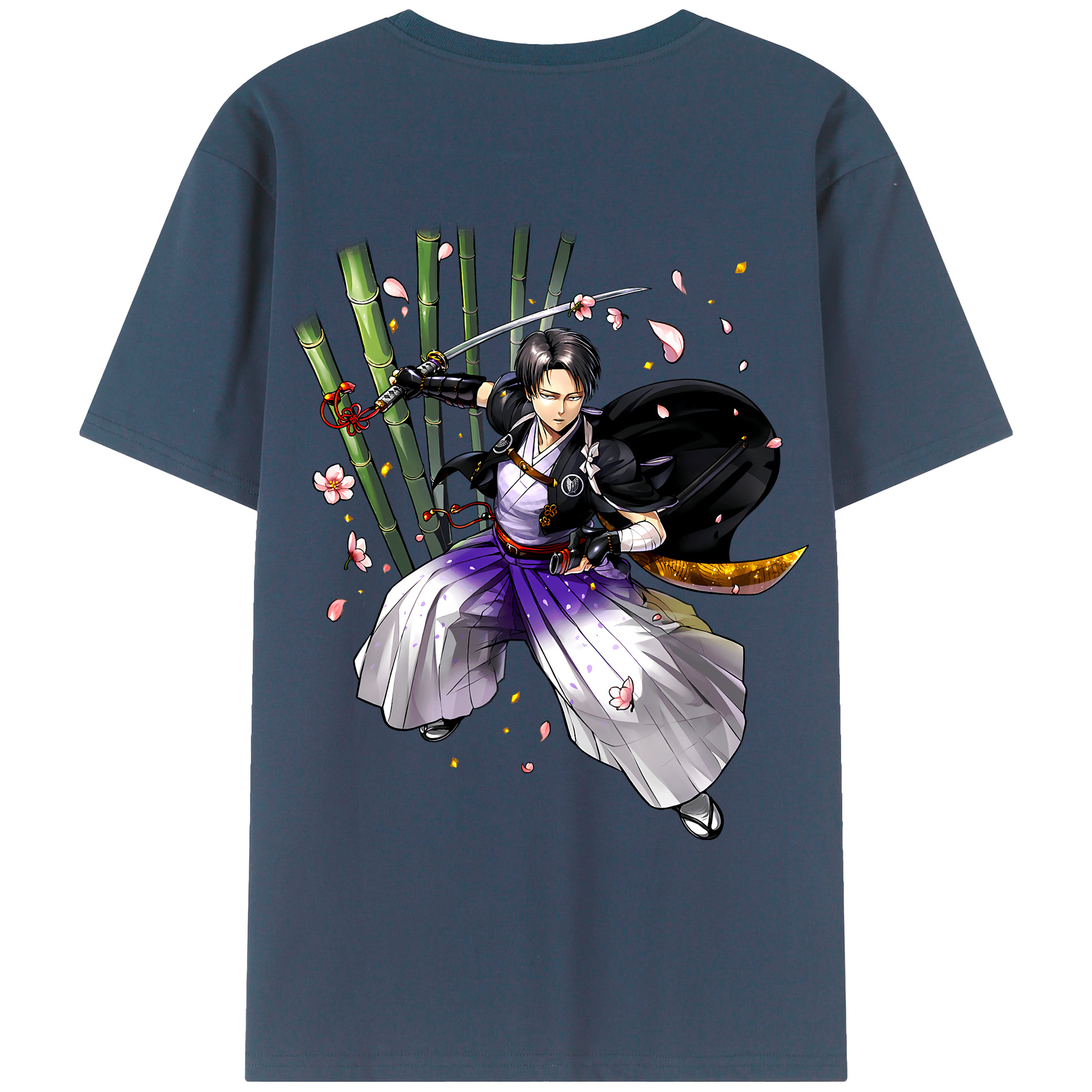 （画像用） 進撃の巨人 リヴァイ·アッカーマン Attack on Titan Levi Ackerman 綿100％ メンズ半袖Tシャツ（バックプリント） 通気性
