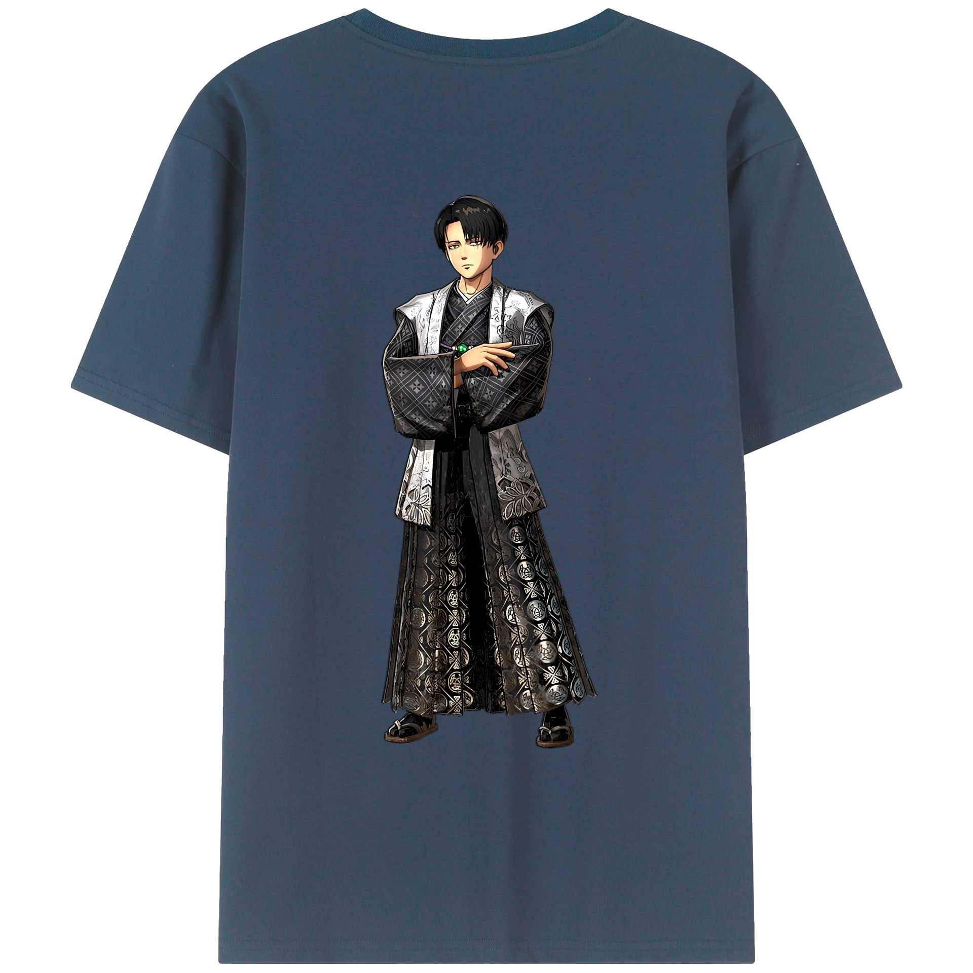 （画像用） 進撃の巨人 リヴァイ·アッカーマン Attack on Titan Levi Ackerman 綿100％ メンズ半袖Tシャツ（バックプリント） 通気性