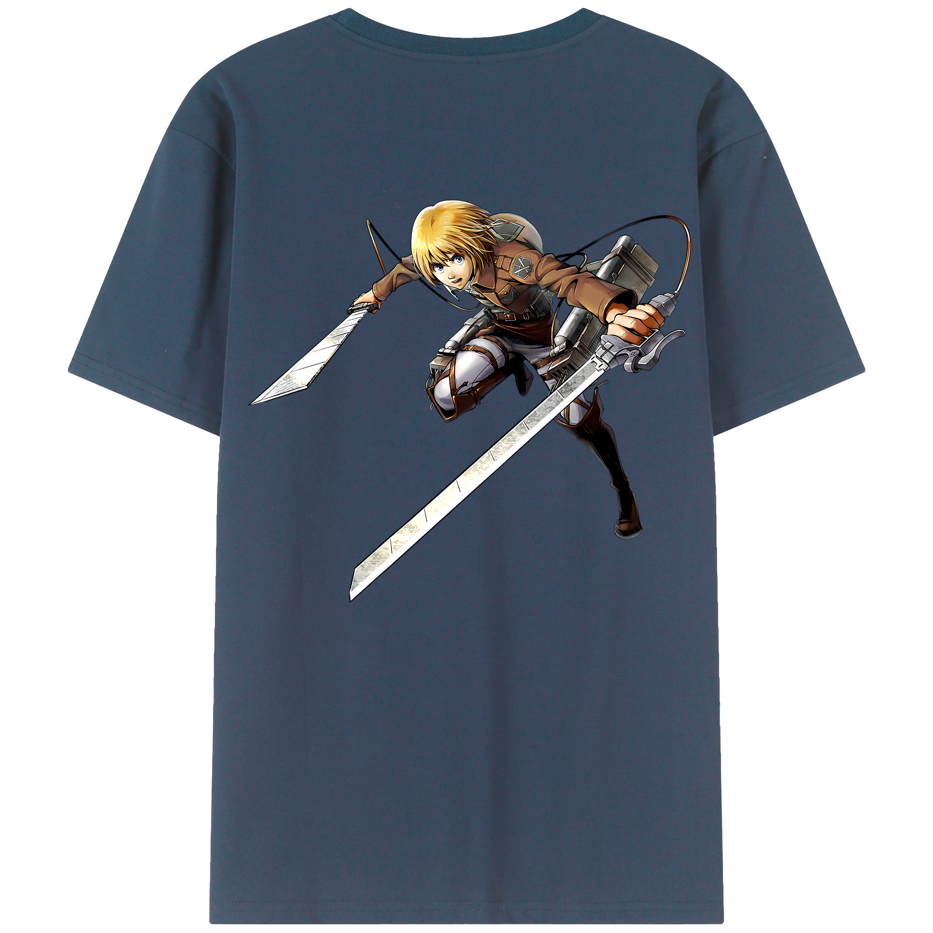 （画像用） 進撃の巨人 アルミン·アルレルト Attack on Titan Armin Arlert 綿100％ メンズ半袖Tシャツ（バックプリント） 通気性