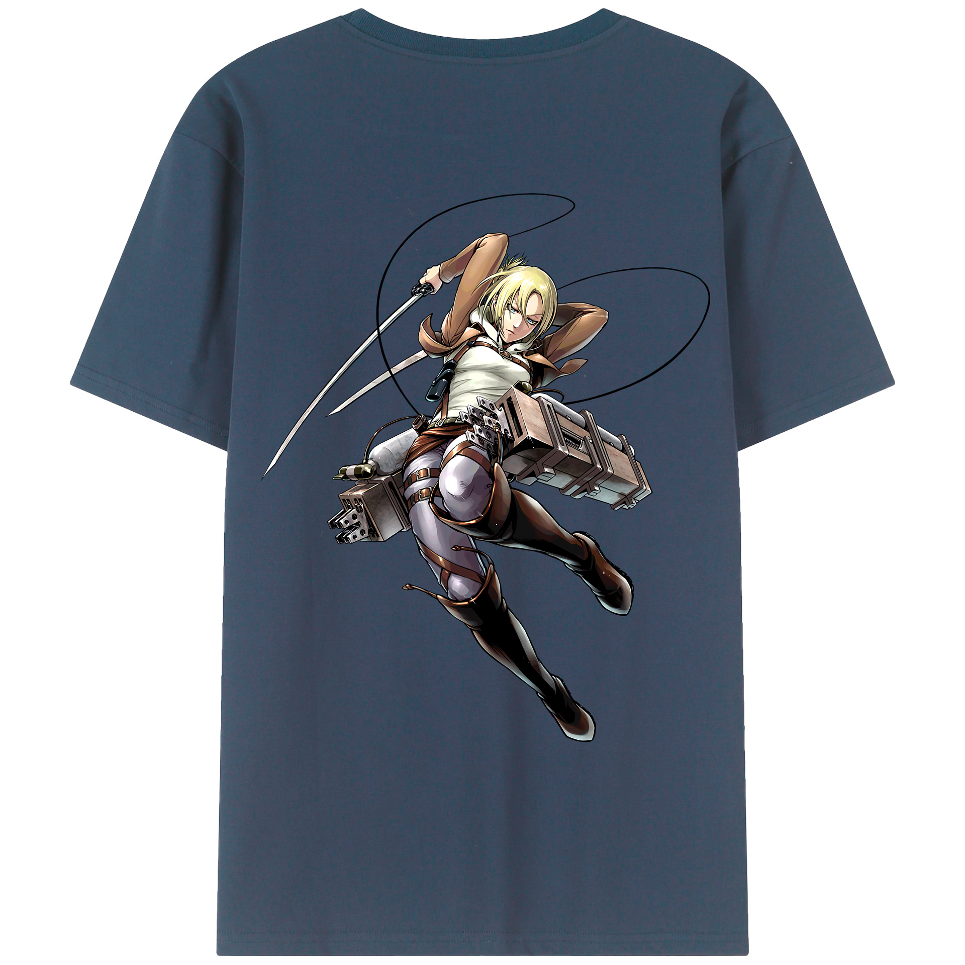 （画像用） 進撃の巨人 アニ・レオンハート Attack on Titan Annie Leonhart 綿100％ メンズ半袖Tシャツ（バックプリント） 通気性