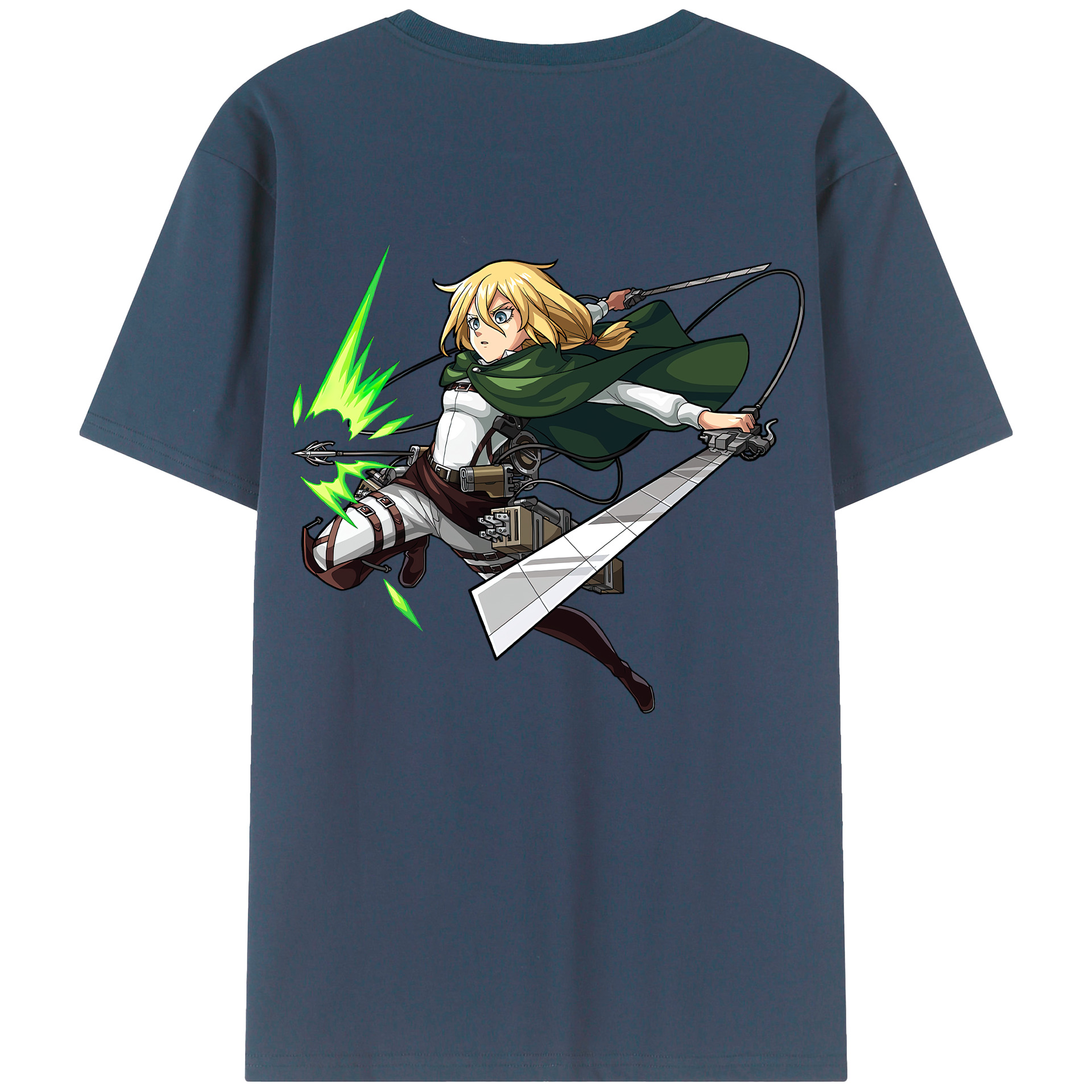 （画像用） 進撃の巨人 クリスタ·レンズ Attack on Titan Christa Lenz 綿100％ メンズ半袖Tシャツ（バックプリント） 通気性