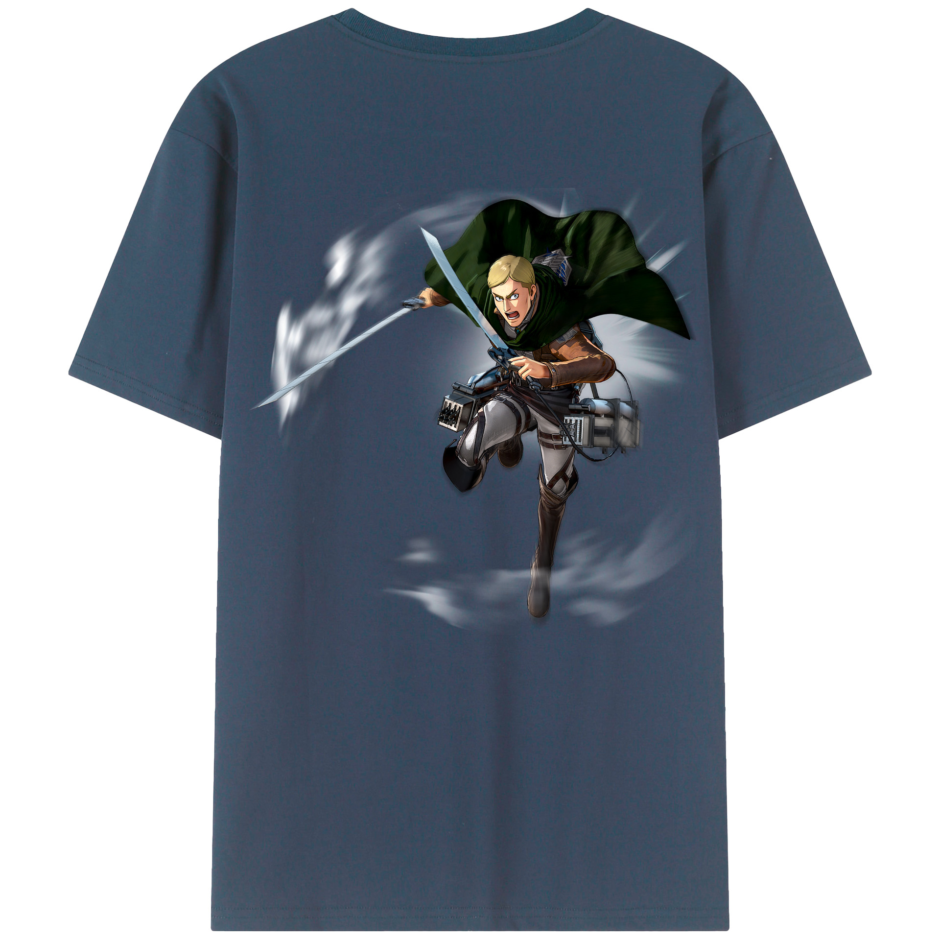 （画像用） 進撃の巨人 エルヴィン・スミス Attack on Titan Erwin Smith 綿100％ メンズ半袖Tシャツ（バックプリント） 通気性