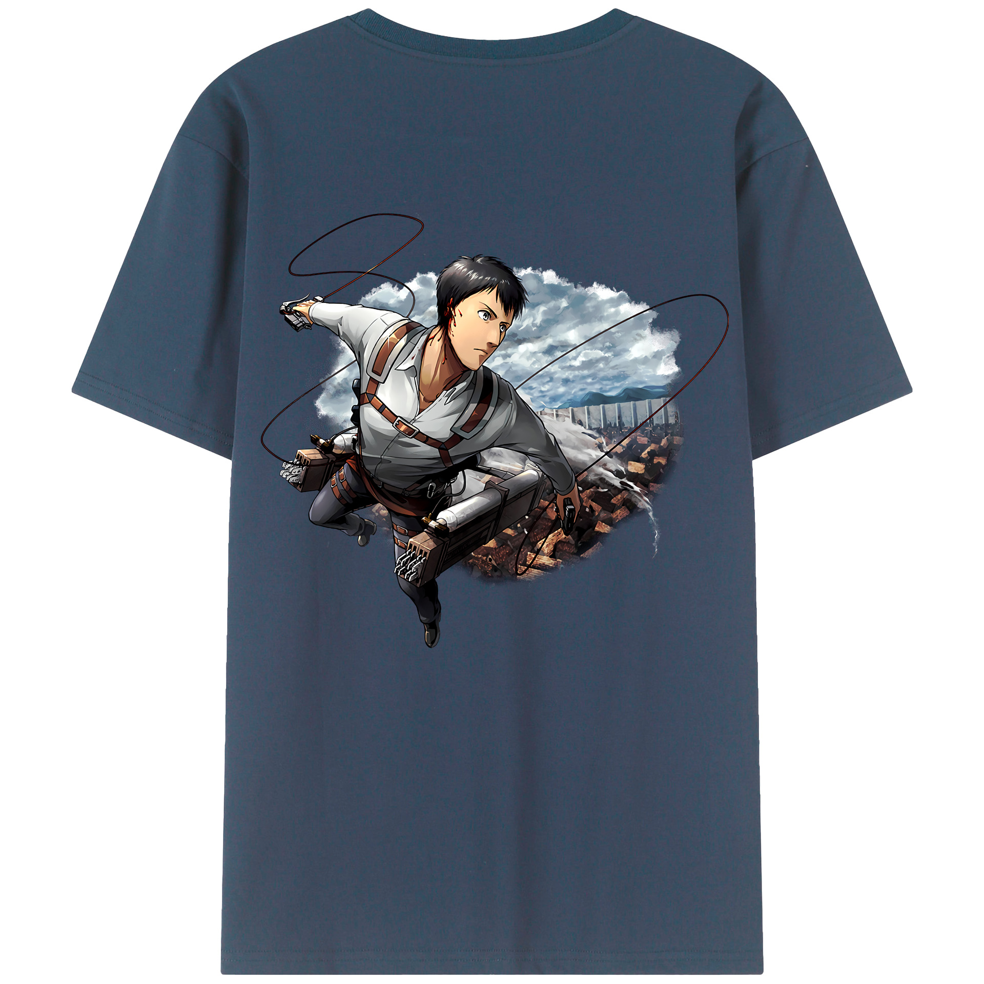 （画像用） 進撃の巨人 ベルトルト・フーバー Attack on Titan Bertholdt Hoover 綿100％ メンズ半袖Tシャツ（バックプリント） 通気性