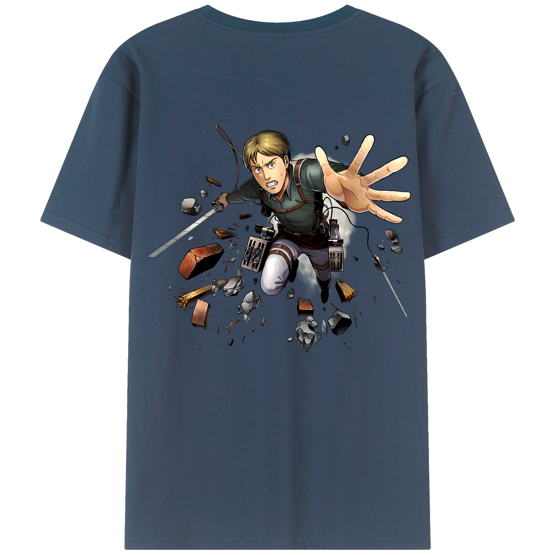 （画像用） 進撃の巨人 Attack on Titan 綿100％ メンズ半袖Tシャツ（バックプリント） 通気性
