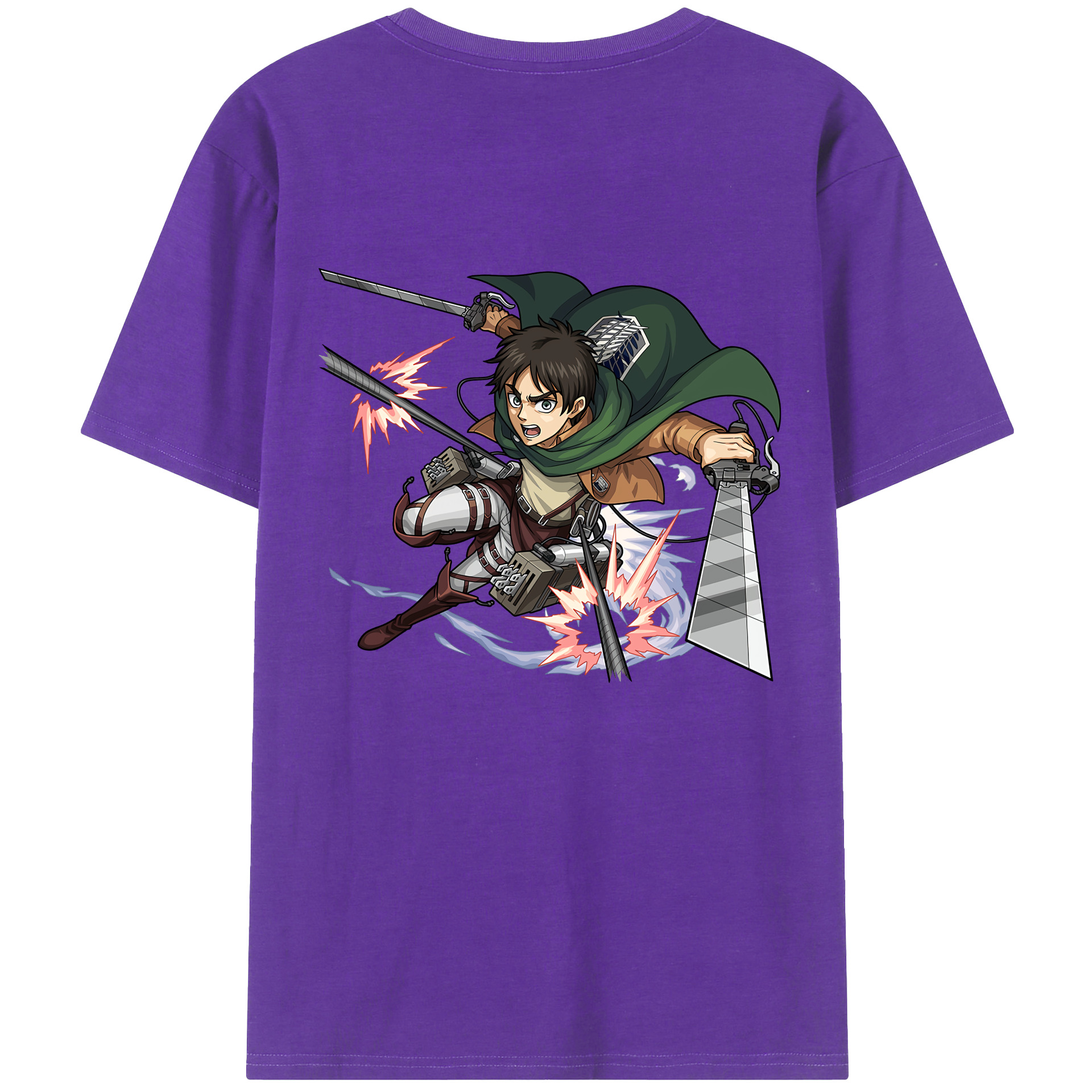 （画像用） 進撃の巨人 エレン･イェーガー Attack on Titan Eren Jäger 綿100％ メンズ半袖Tシャツ（バックプリント） 通気性