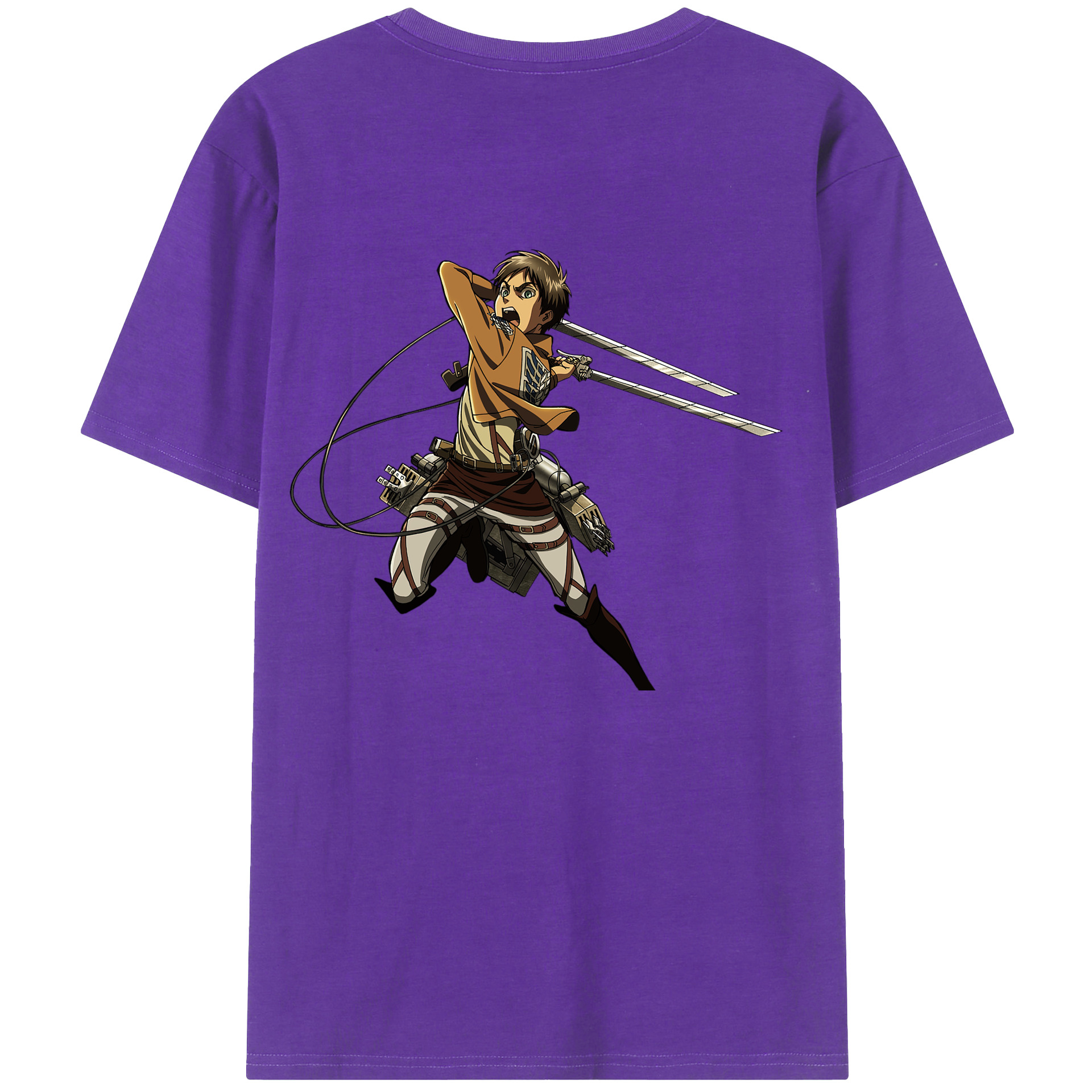 （画像用） 進撃の巨人 エレン･イェーガー Attack on Titan Eren Jäger 綿100％ メンズ半袖Tシャツ（バックプリント） 通気性