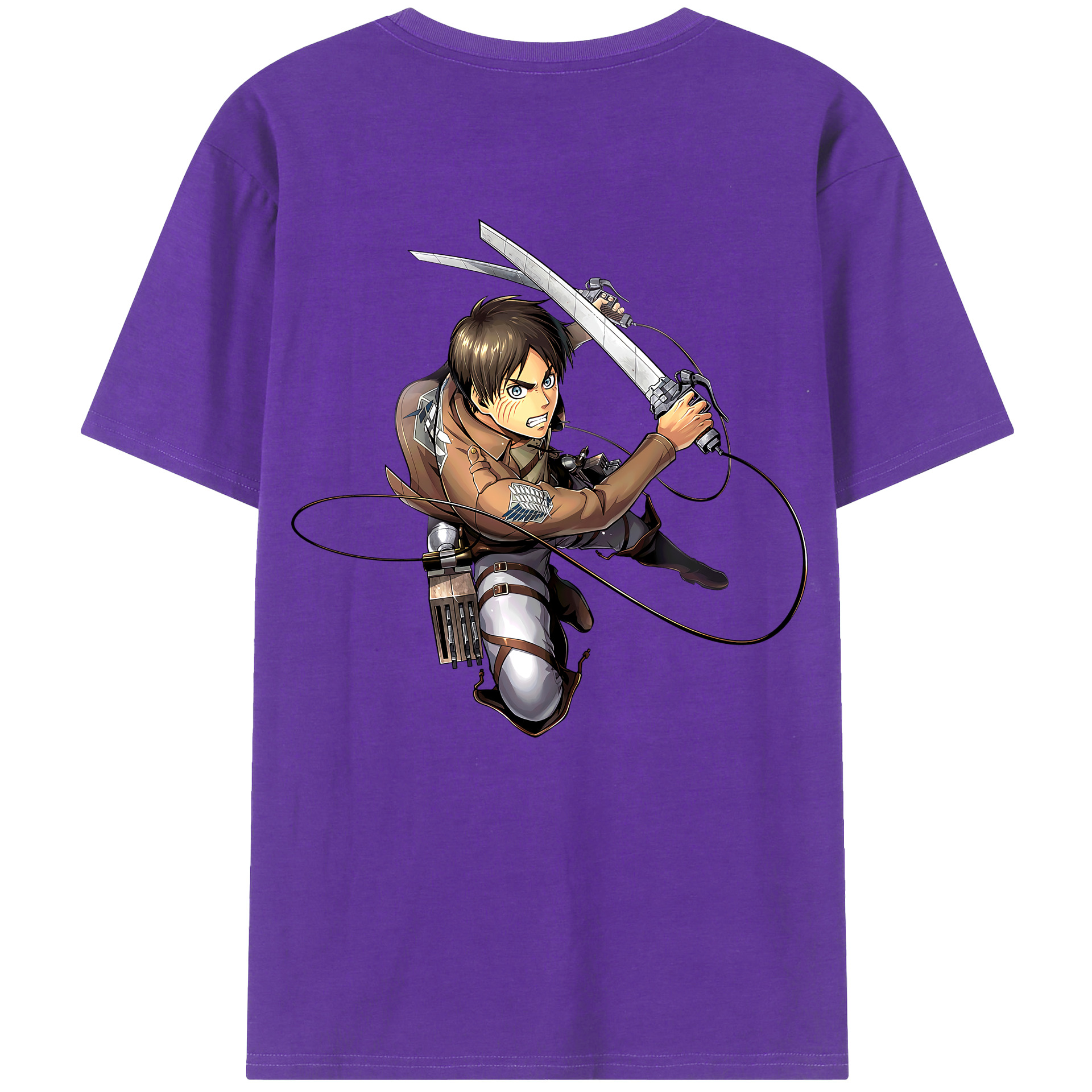（画像用） 進撃の巨人 エレン･イェーガー Attack on Titan Eren Jäger 綿100％ メンズ半袖Tシャツ（バックプリント） 通気性