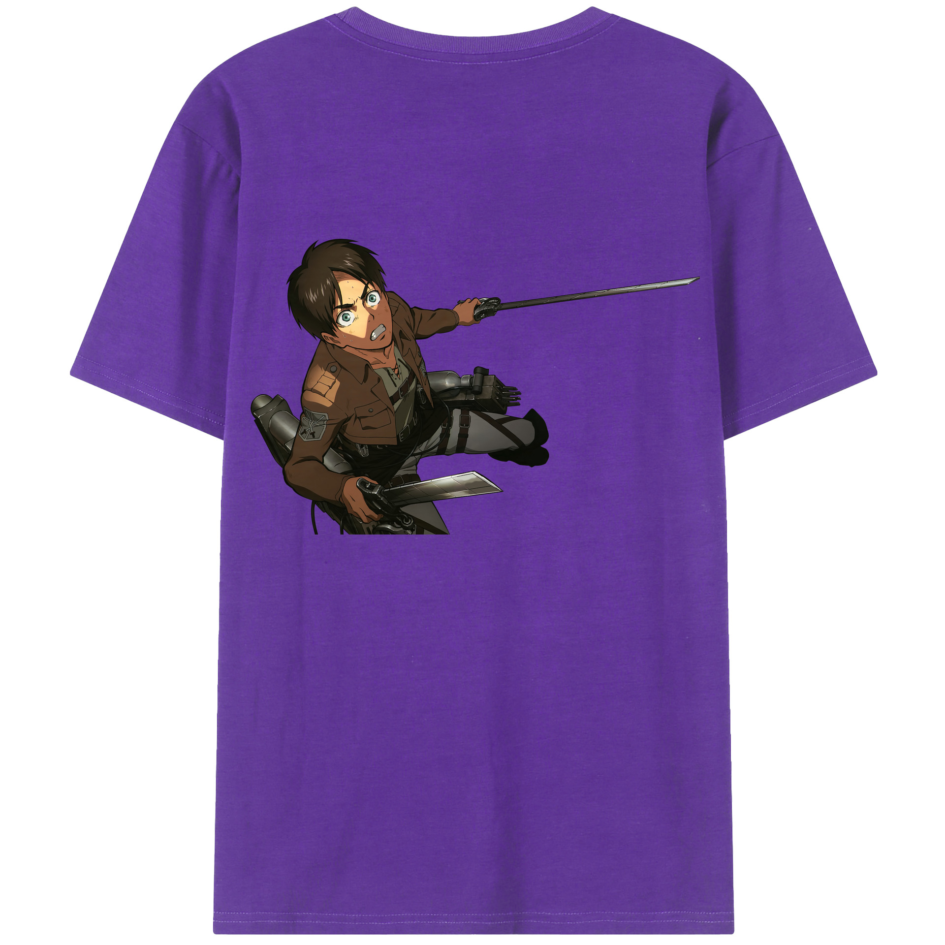 （画像用） 進撃の巨人 エレン･イェーガー Attack on Titan Eren Jäger 綿100％ メンズ半袖Tシャツ（バックプリント） 通気性