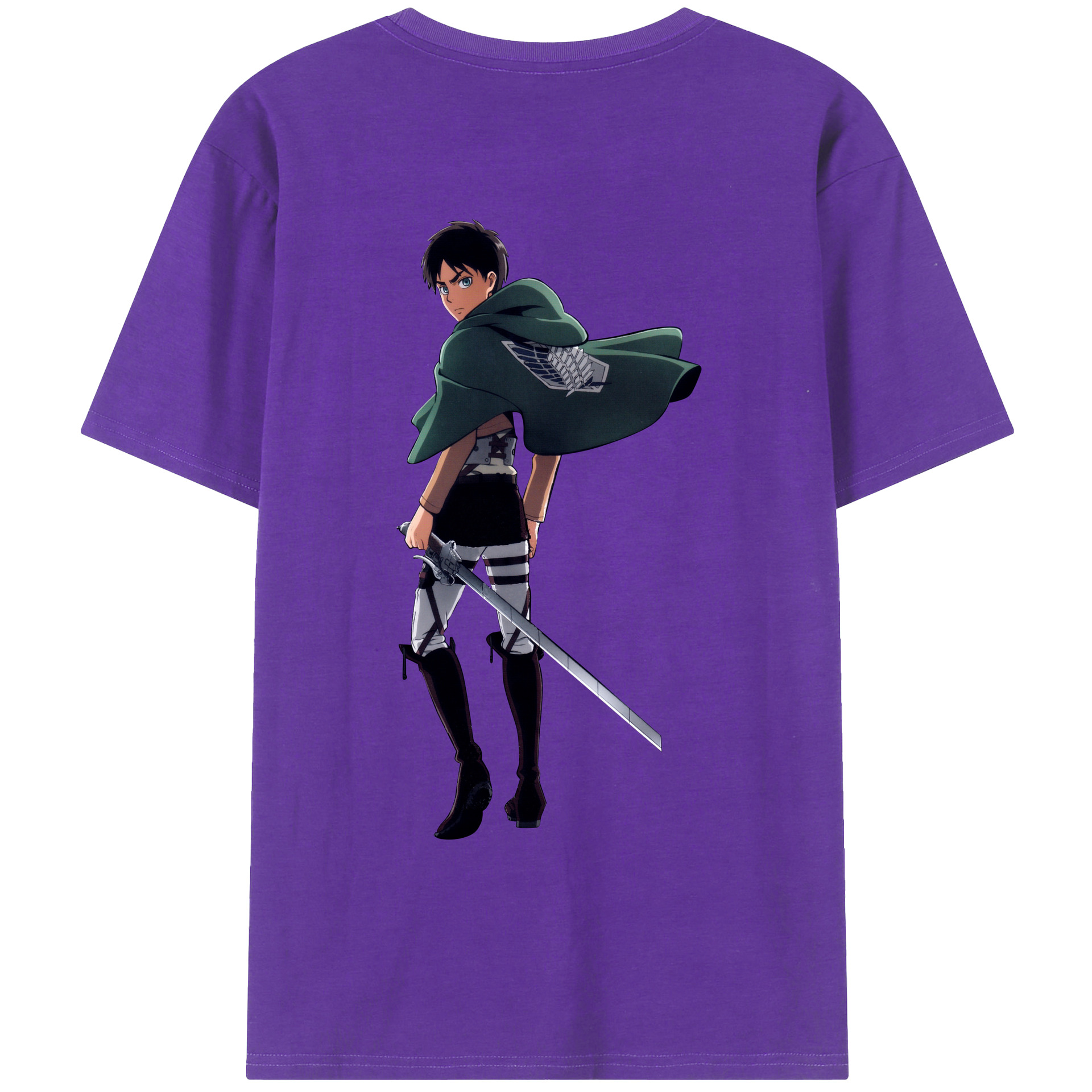 （画像用） 進撃の巨人 エレン･イェーガー Attack on Titan Eren Jäger 綿100％ メンズ半袖Tシャツ（バックプリント） 通気性