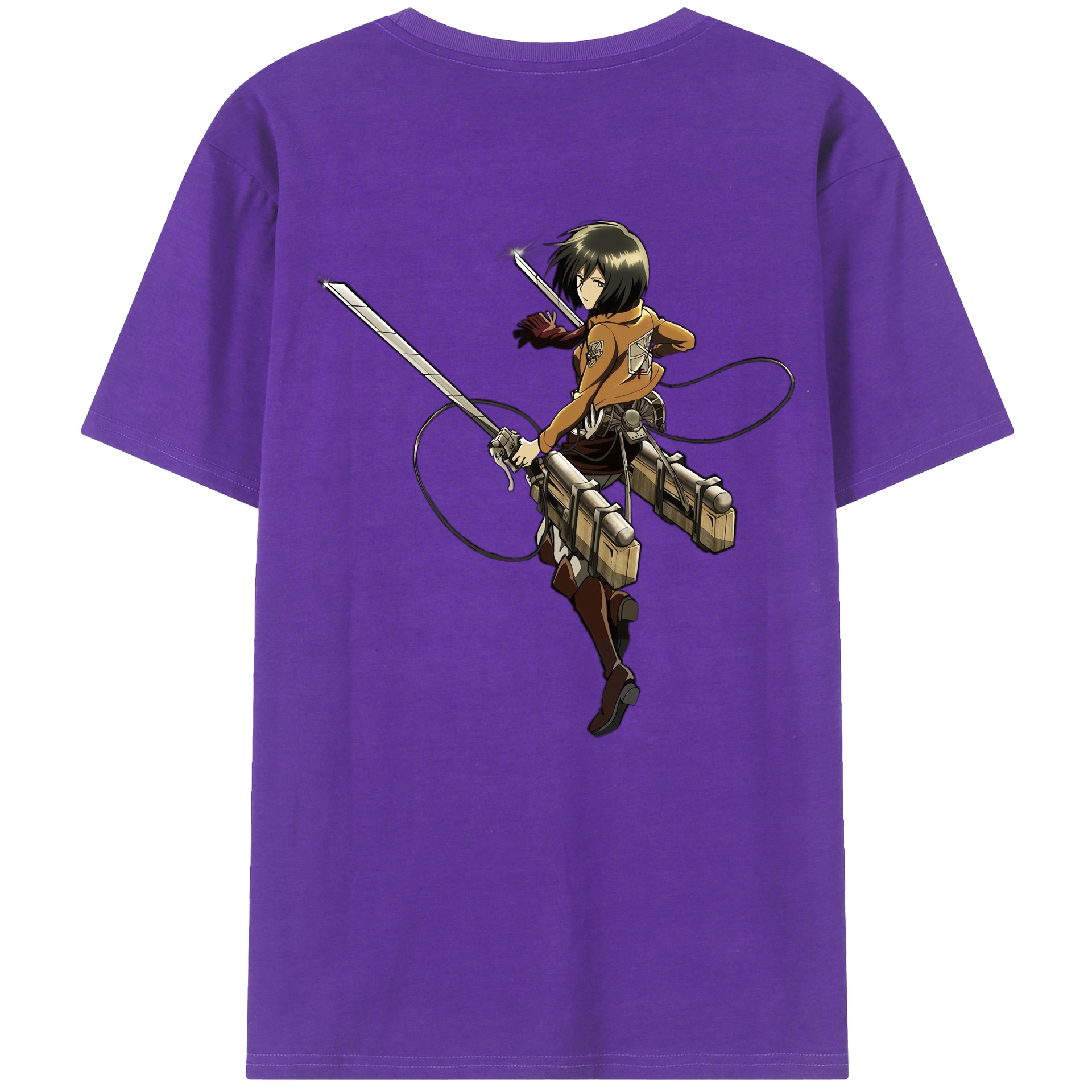 （画像用） 進撃の巨人 ミカサ·アッカーマン Attack on Titan Mikasa Ackerman 綿100％ メンズ半袖Tシャツ（バックプリント） 通気性
