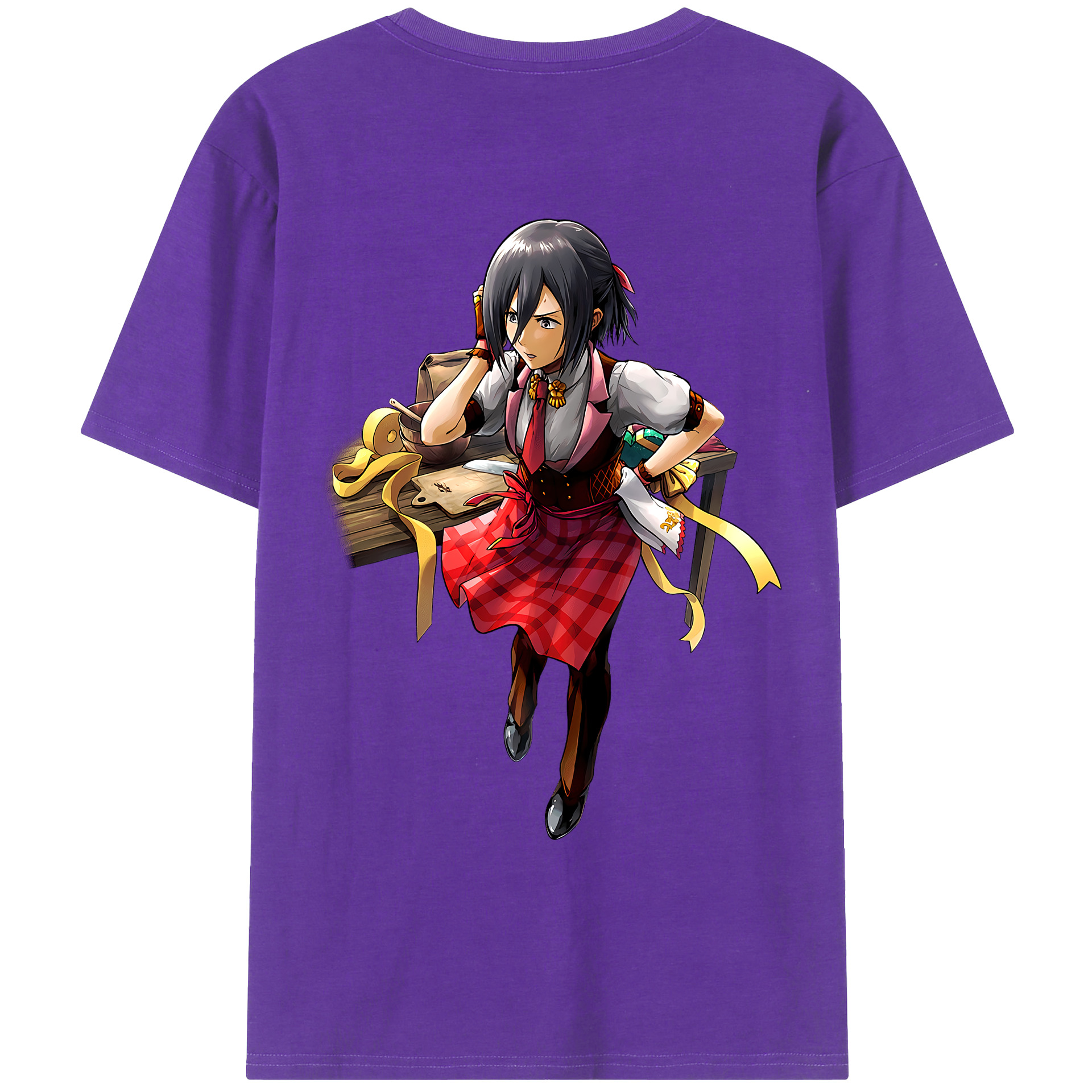 （画像用） 進撃の巨人 ミカサ·アッカーマン Attack on Titan Mikasa Ackerman 綿100％ メンズ半袖Tシャツ（バックプリント） 通気性
