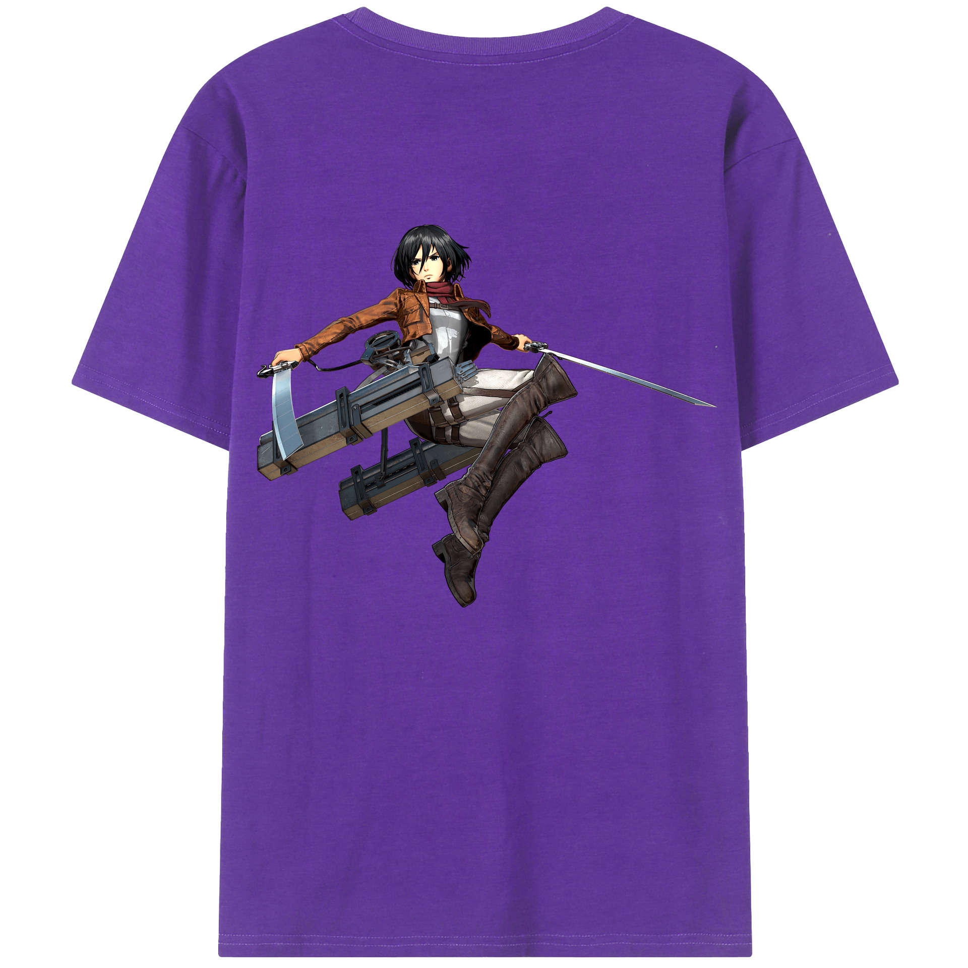 （画像用） 進撃の巨人 ミカサ·アッカーマン Attack on Titan Mikasa Ackerman 綿100％ メンズ半袖Tシャツ（バックプリント） 通気性