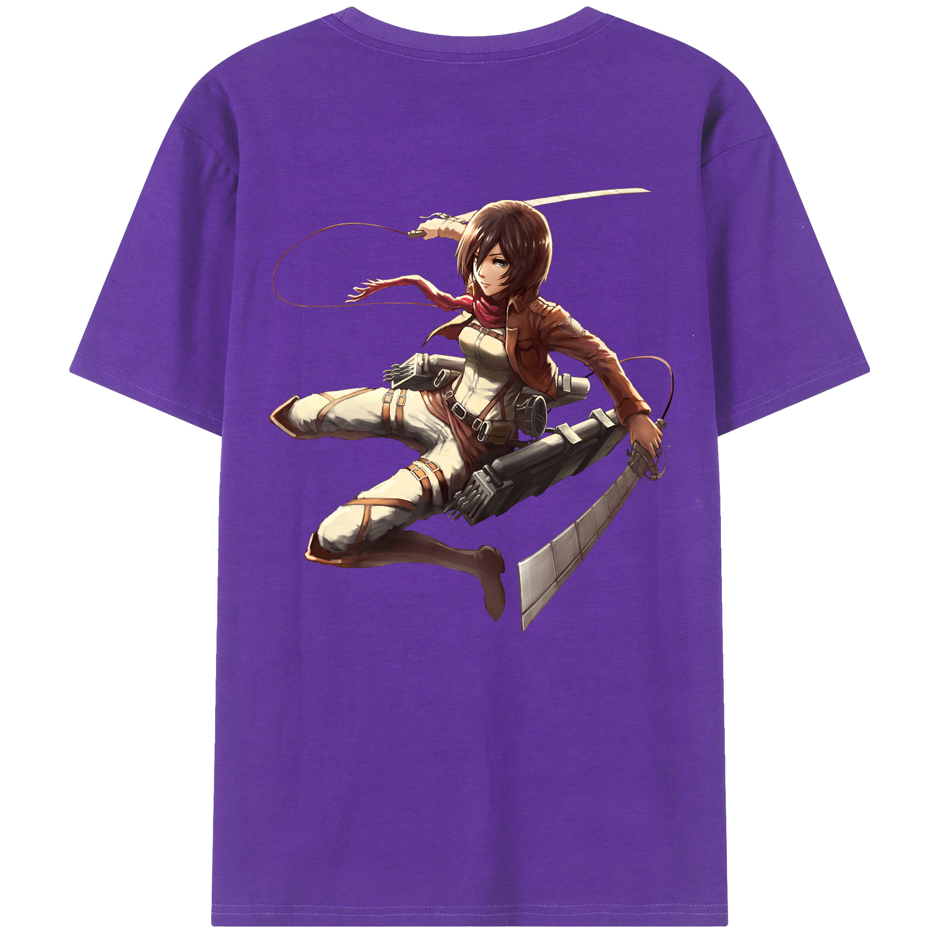 （画像用） 進撃の巨人 ミカサ·アッカーマン Attack on Titan Mikasa Ackerman 綿100％ メンズ半袖Tシャツ（バックプリント） 通気性