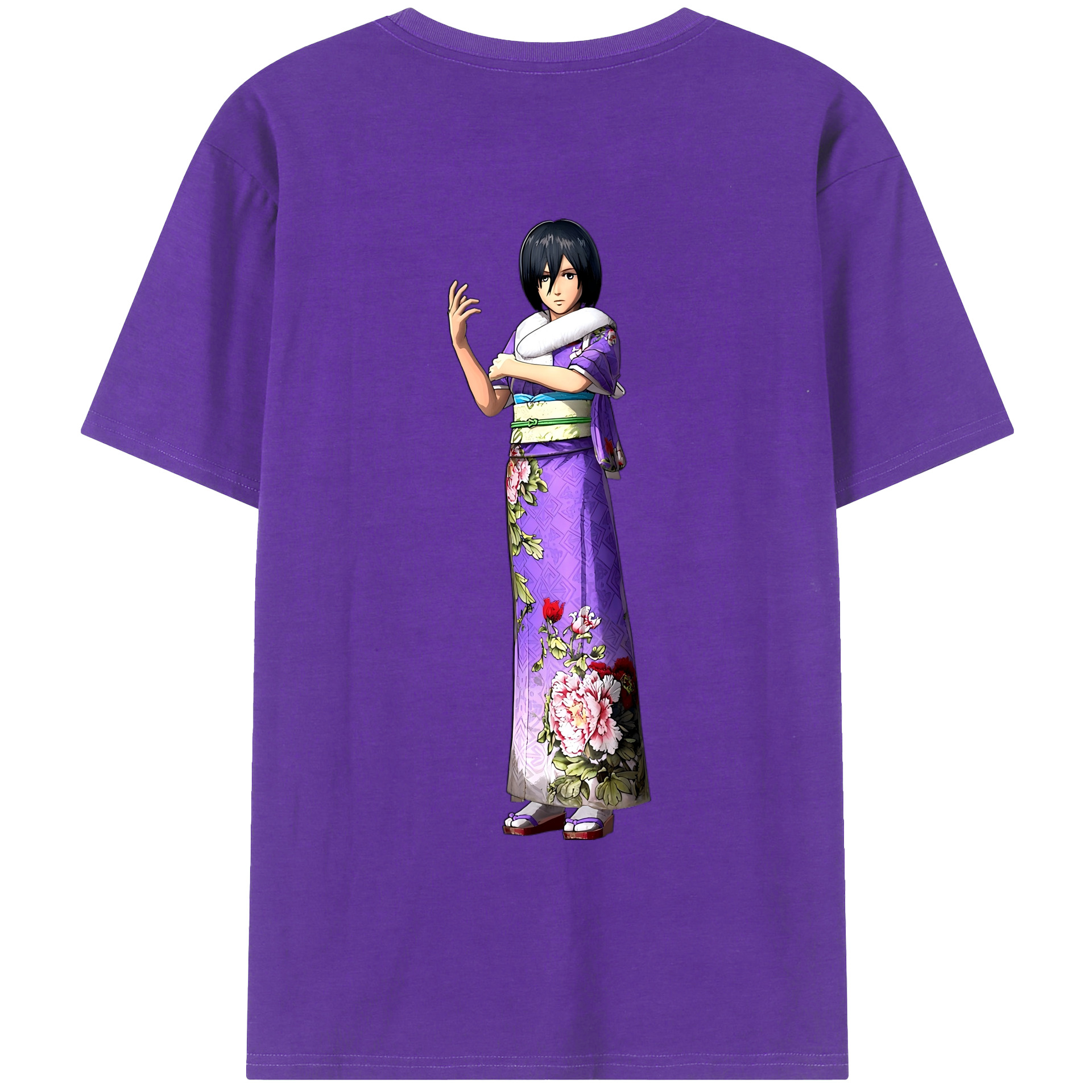 （画像用） 進撃の巨人 ミカサ·アッカーマン Attack on Titan Mikasa Ackerman 綿100％ メンズ半袖Tシャツ（バックプリント） 通気性