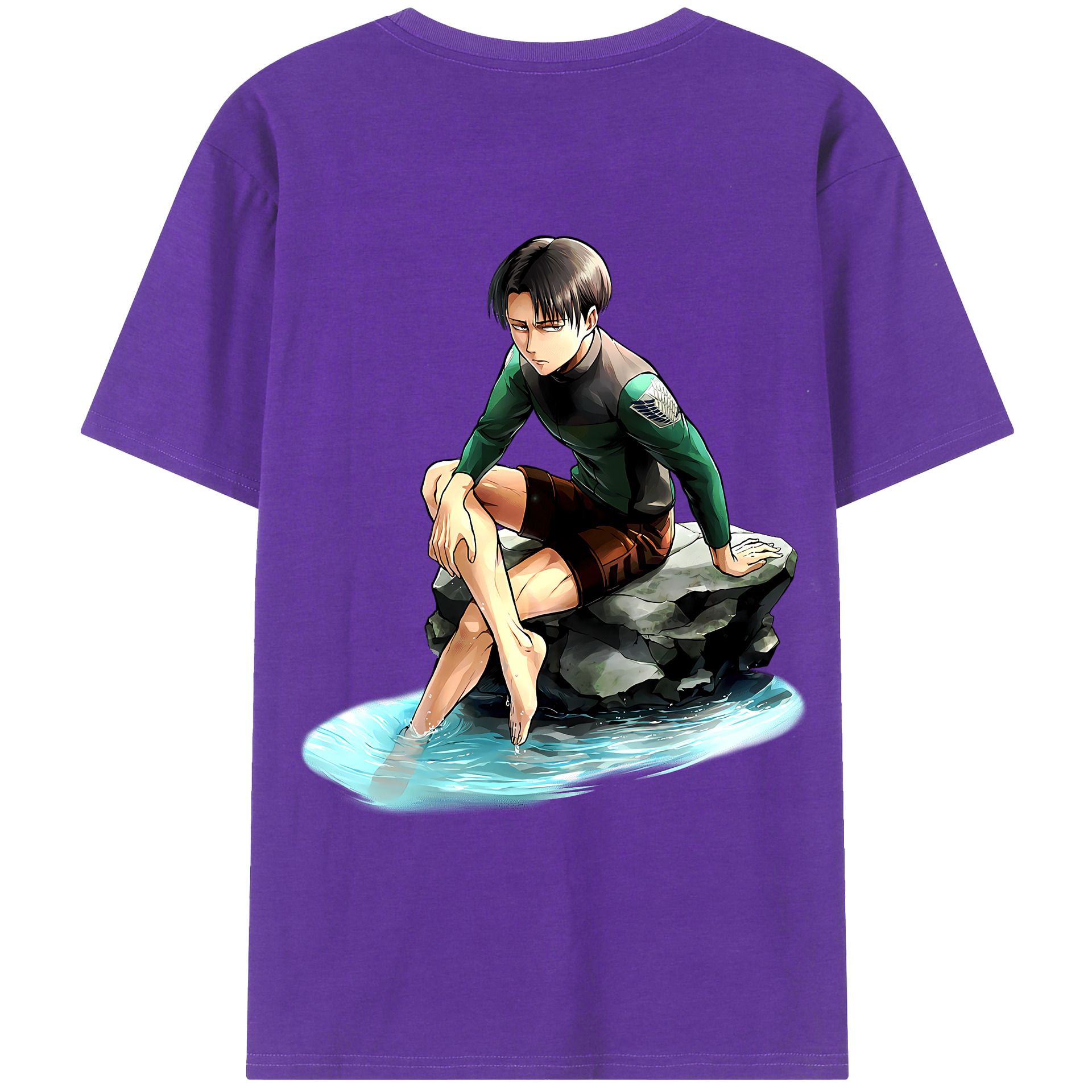 （画像用） 進撃の巨人 リヴァイ·アッカーマン Attack on Titan Levi Ackerman 綿100％ メンズ半袖Tシャツ（バックプリント） 通気性