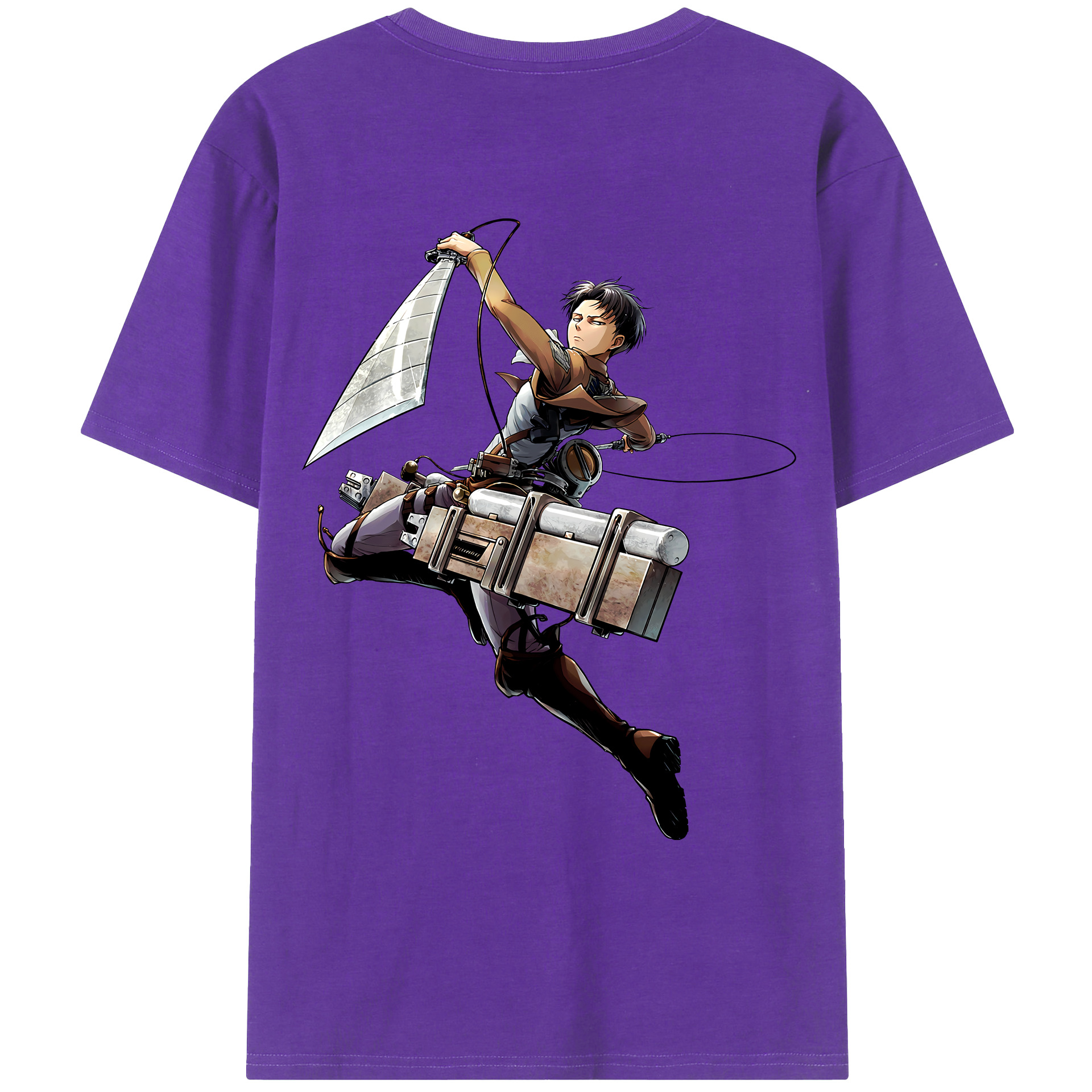 （画像用） 進撃の巨人 リヴァイ·アッカーマン Attack on Titan Levi Ackerman 綿100％ メンズ半袖Tシャツ（バックプリント） 通気性