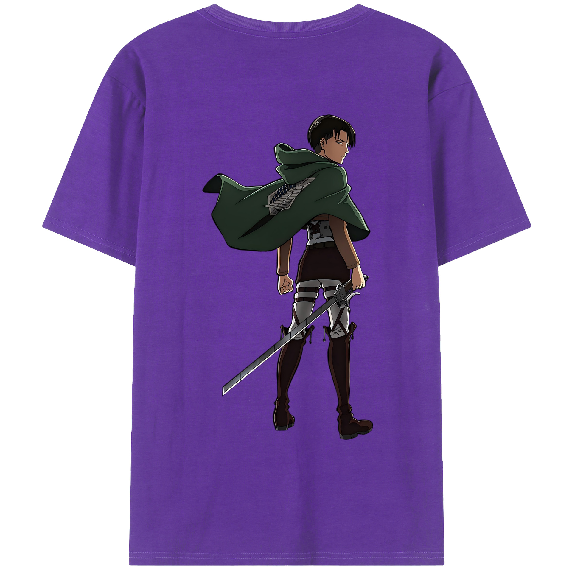 （画像用） 進撃の巨人 リヴァイ·アッカーマン Attack on Titan Levi Ackerman 綿100％ メンズ半袖Tシャツ（バックプリント） 通気性