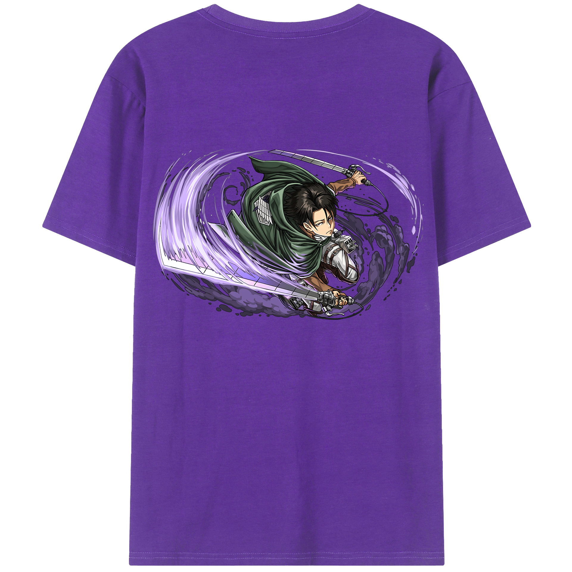（画像用） 進撃の巨人 リヴァイ·アッカーマン Attack on Titan Levi Ackerman 綿100％ メンズ半袖Tシャツ（バックプリント） 通気性