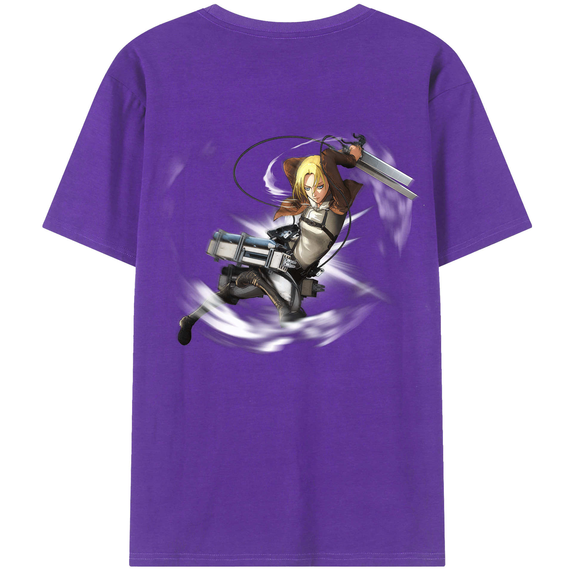 （画像用） 進撃の巨人 アニ・レオンハート Attack on Titan Annie Leonhart 綿100％ メンズ半袖Tシャツ（バックプリント） 通気性
