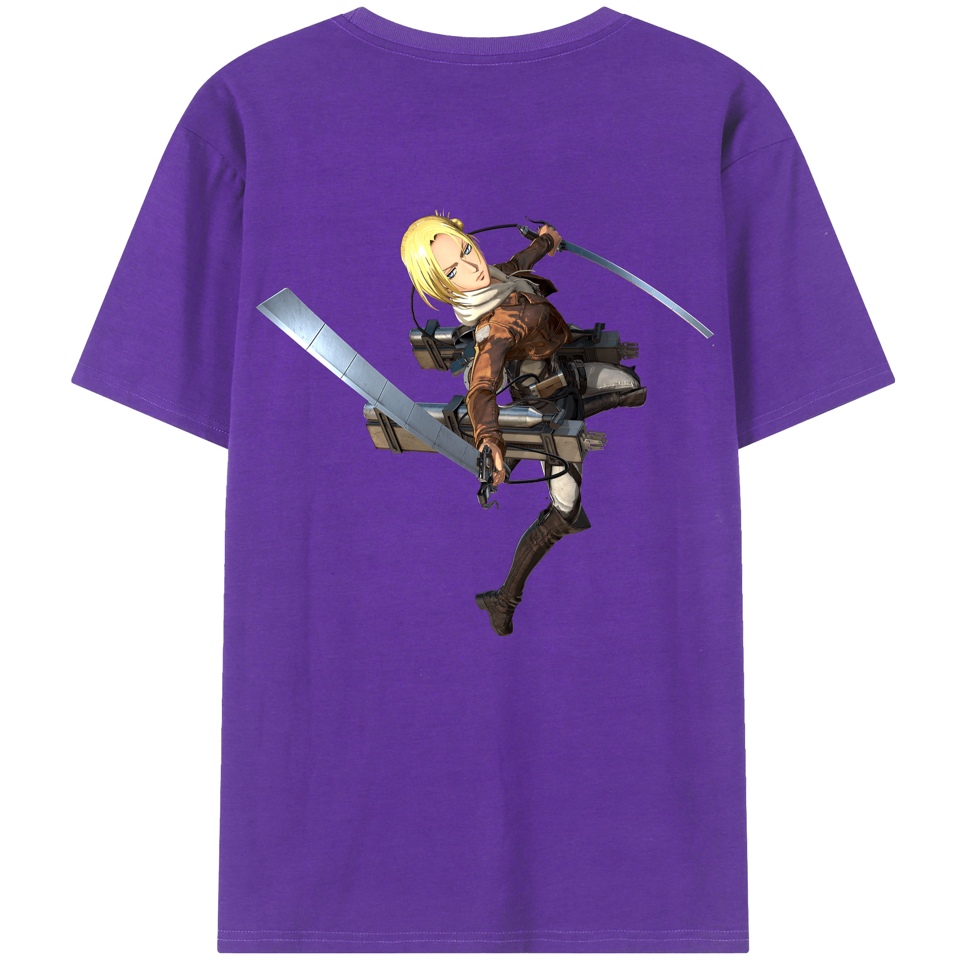 （画像用） 進撃の巨人 アニ・レオンハート Attack on Titan Annie Leonhart 綿100％ メンズ半袖Tシャツ（バックプリント） 通気性