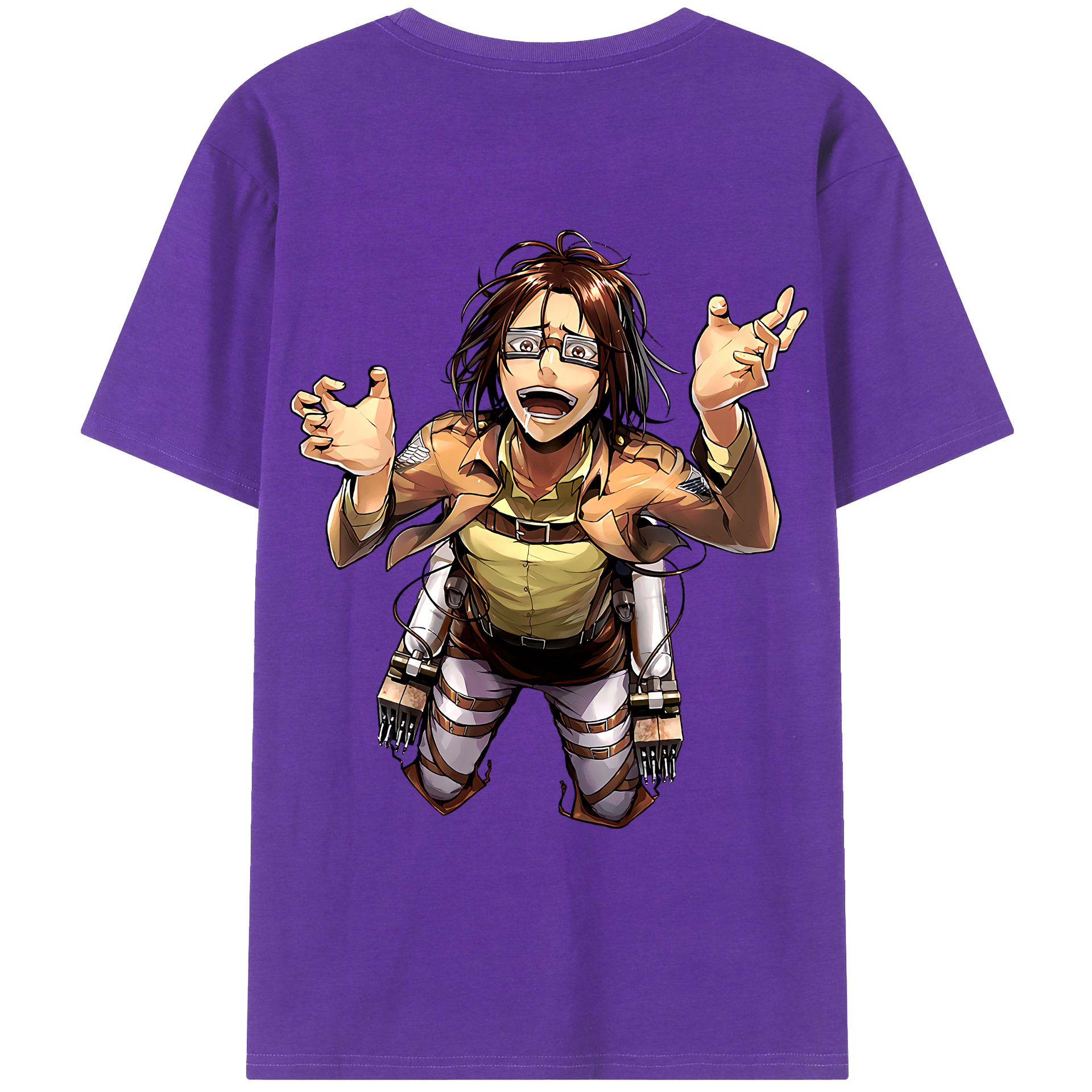 （画像用） 進撃の巨人 ハンジ·ゾエ Attack on Titan Hanji Zoe 綿100％ メンズ半袖Tシャツ（バックプリント） 通気性