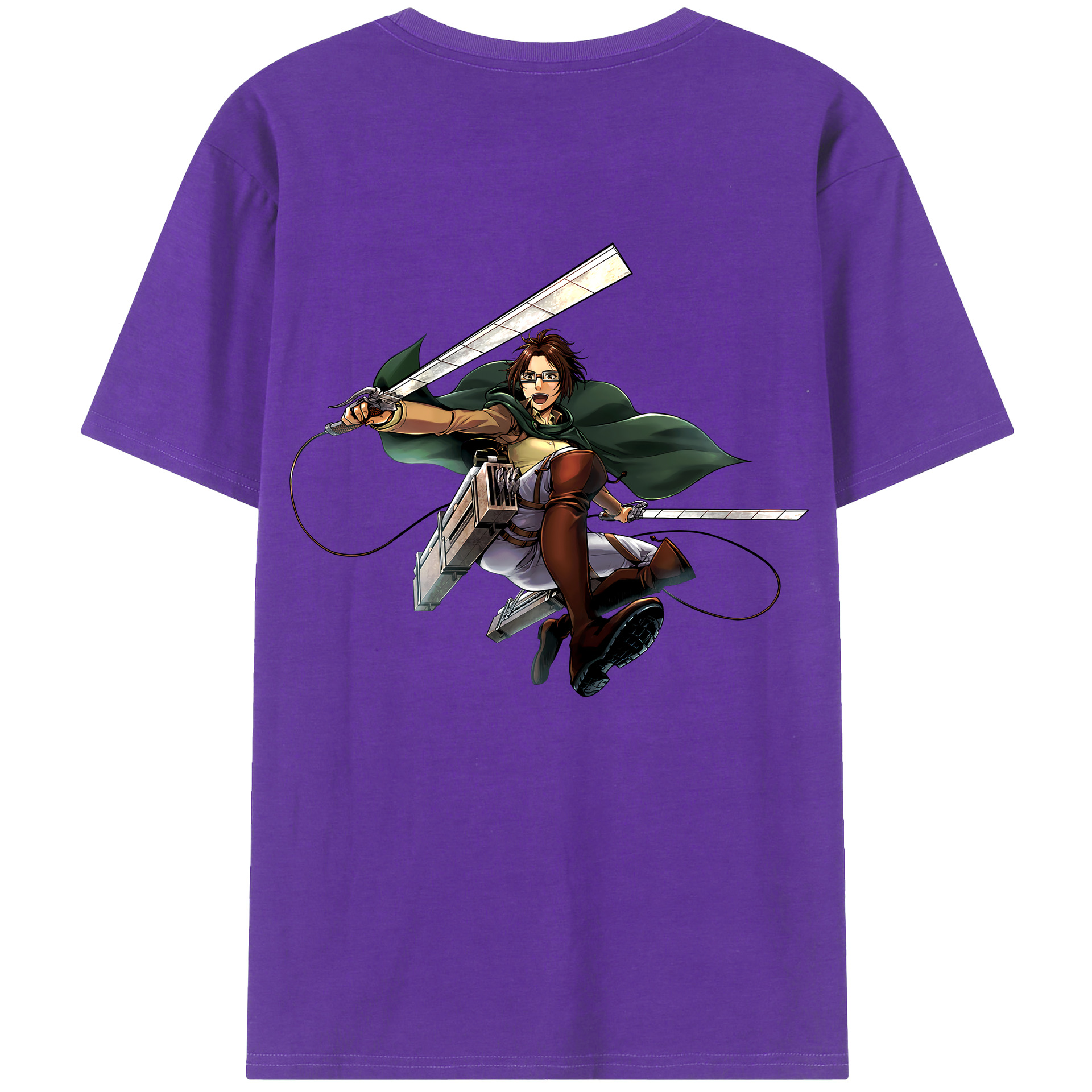 （画像用） 進撃の巨人 ハンジ·ゾエ Attack on Titan Hanji Zoe 綿100％ メンズ半袖Tシャツ（バックプリント） 通気性