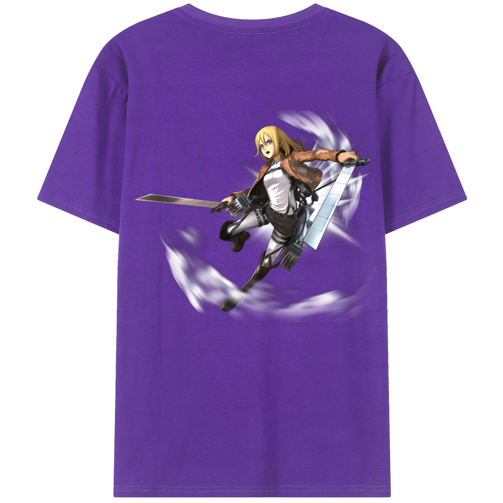 （画像用） 進撃の巨人 クリスタ·レンズ Attack on Titan Christa Lenz 綿100％ メンズ半袖Tシャツ（バックプリント） 通気性