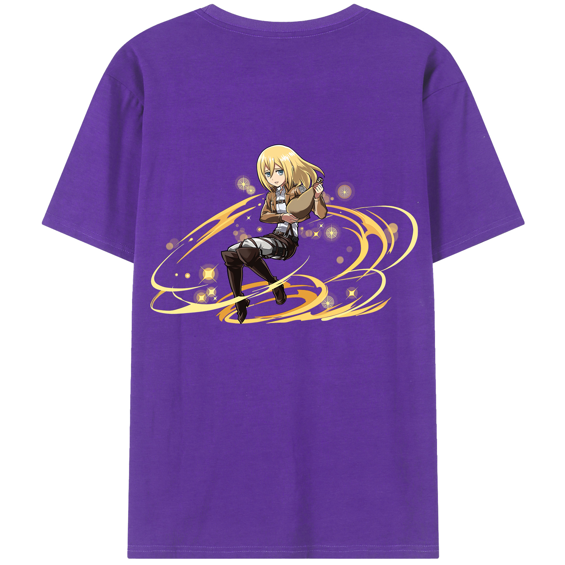 （画像用） 進撃の巨人 クリスタ·レンズ Attack on Titan Christa Lenz 綿100％ メンズ半袖Tシャツ（バックプリント） 通気性