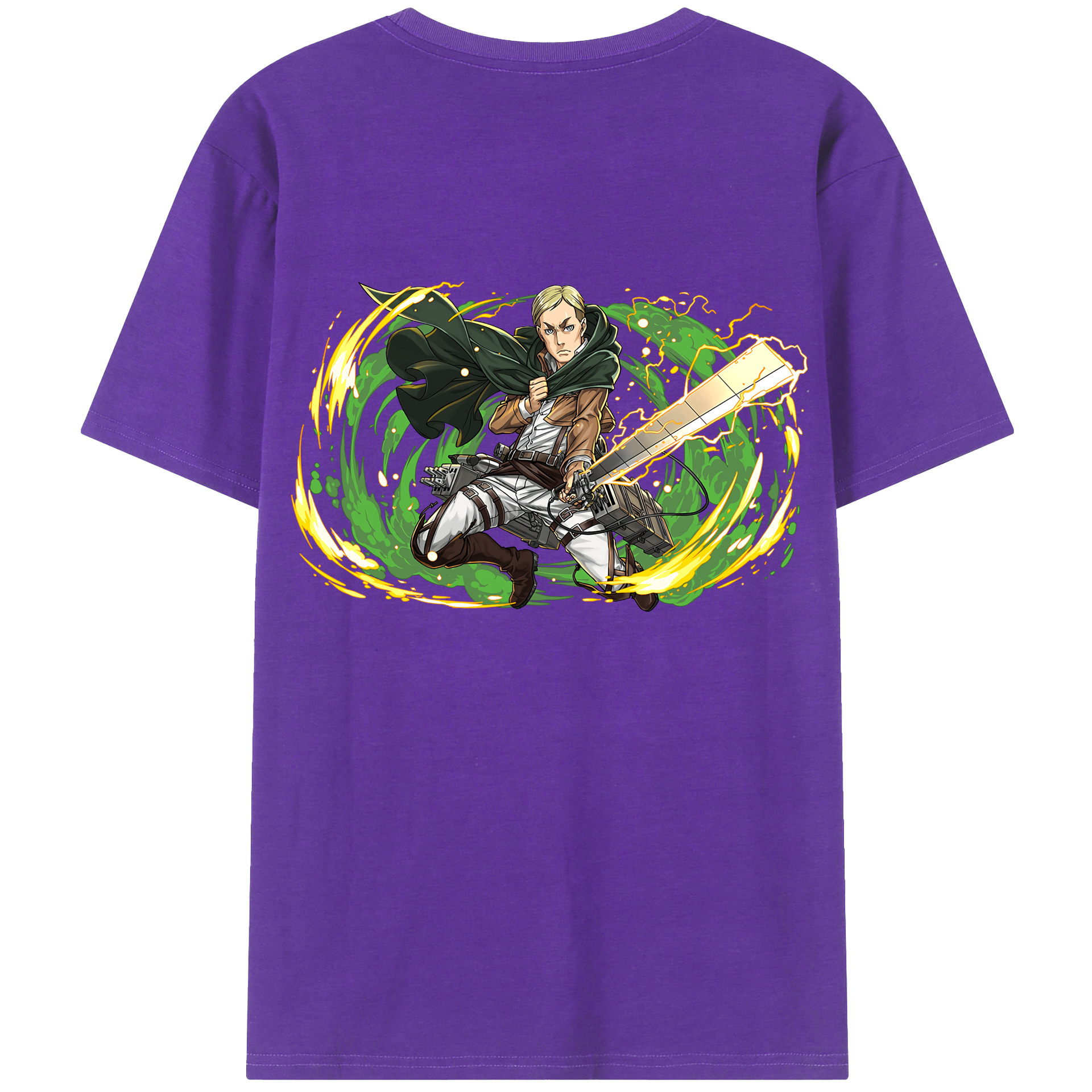 （画像用） 進撃の巨人 エルヴィン・スミス Attack on Titan Erwin Smith 綿100％ メンズ半袖Tシャツ（バックプリント） 通気性