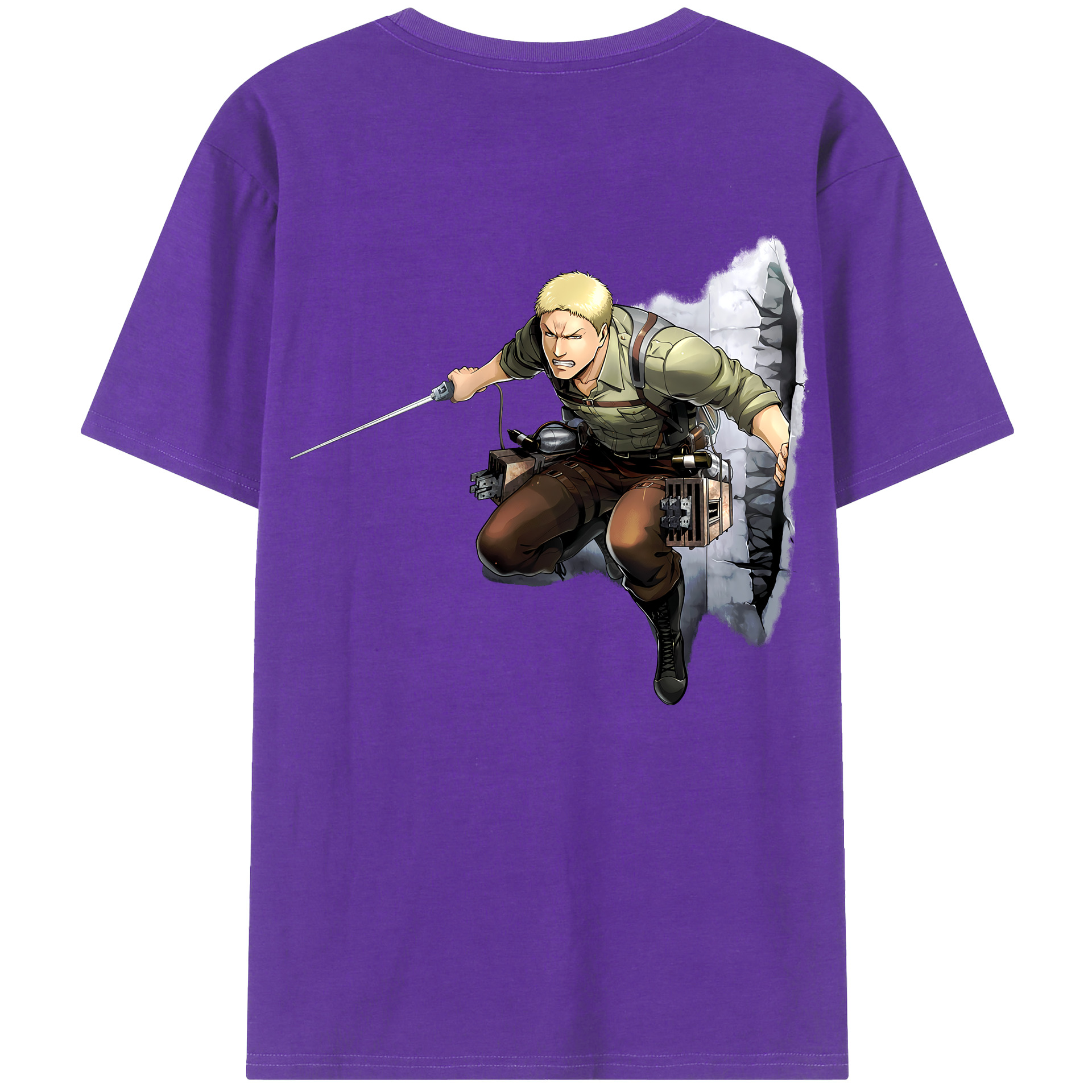 （画像用） 進撃の巨人 ライナー・ブラウン Attack on Titan Reiner Braun 綿100％ メンズ半袖Tシャツ（バックプリント） 通気性