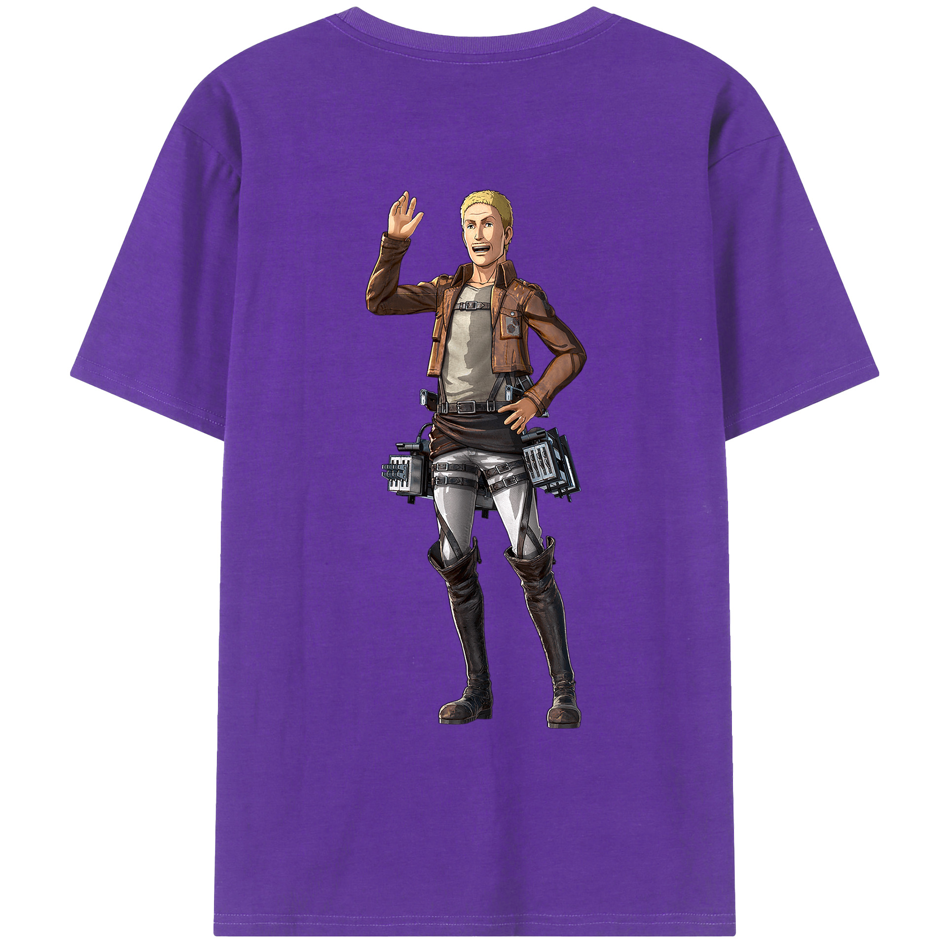 （画像用） 進撃の巨人 ハンネス Attack on Titan Hannes 綿100％ メンズ半袖Tシャツ（バックプリント） 通気性