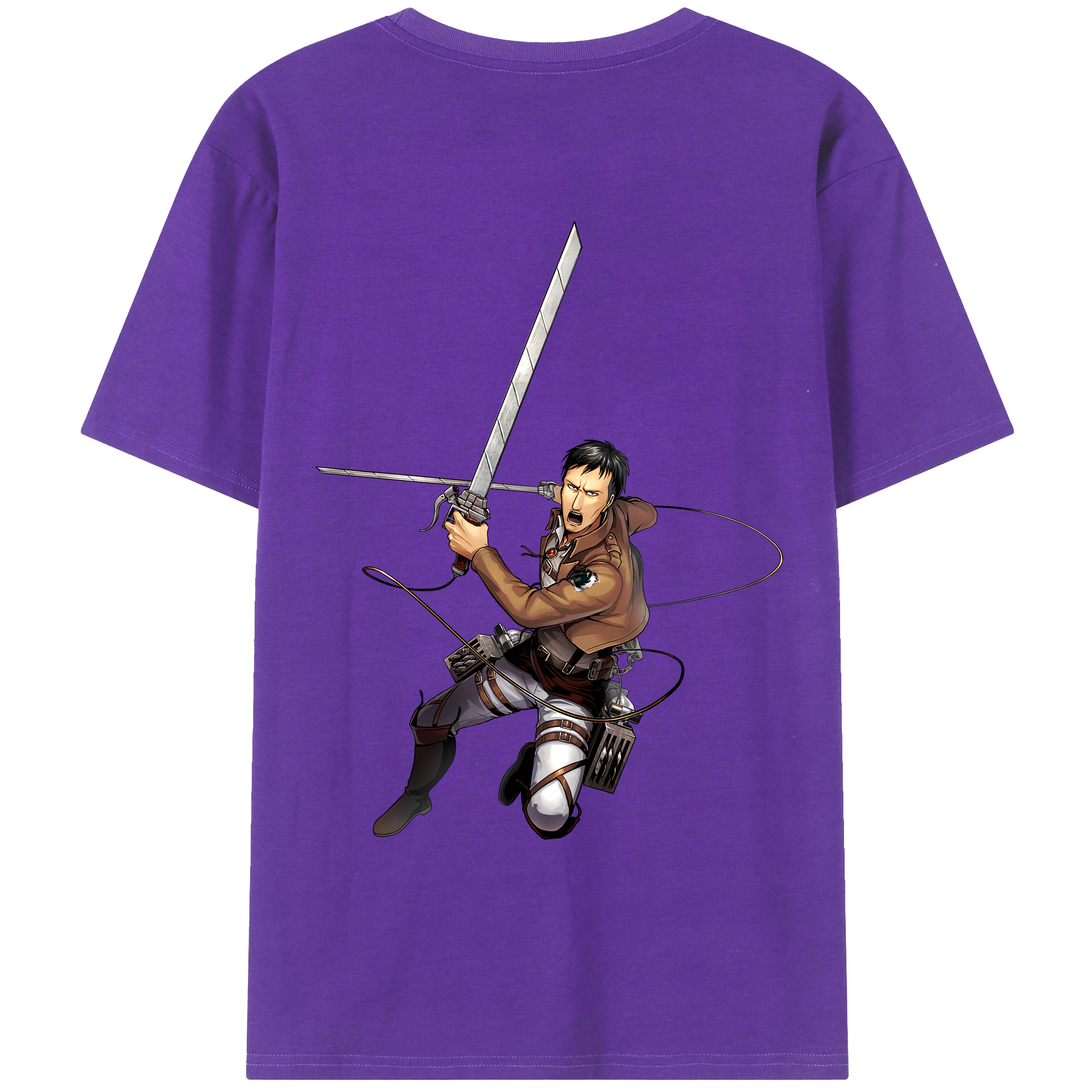 （画像用） 進撃の巨人 Attack on Titan 綿100％ メンズ半袖Tシャツ（バックプリント） 通気性