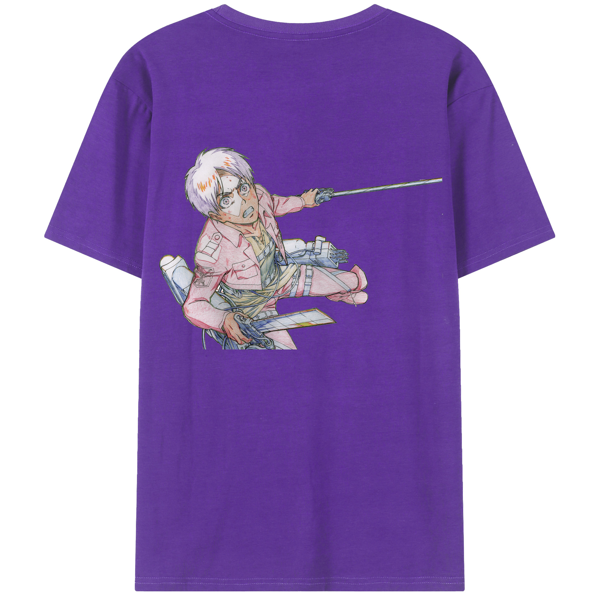 （画像用） 進撃の巨人 エレン･イェーガー Attack on Titan Eren Jäger 綿100％ メンズ半袖Tシャツ（バックプリント） 通気性