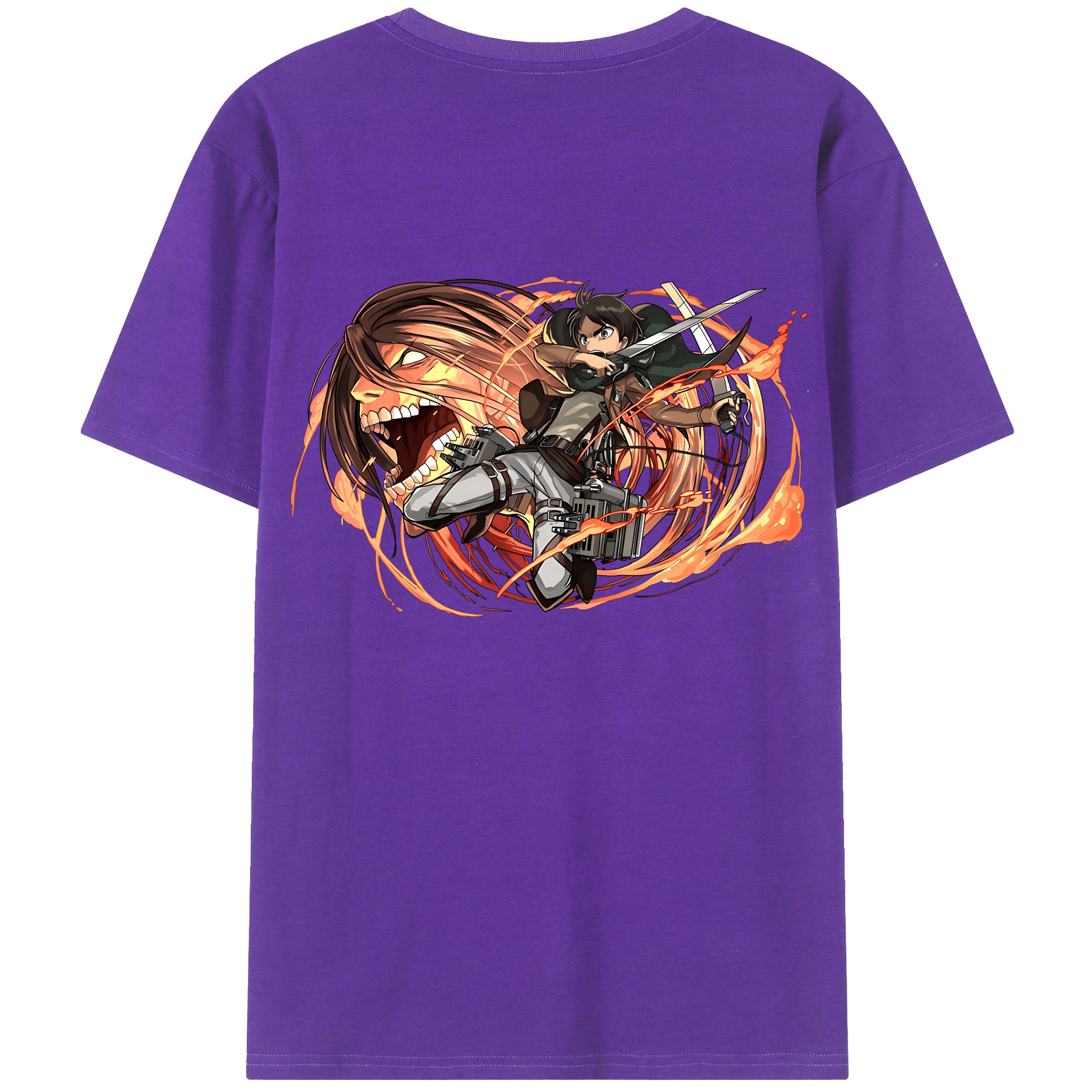 （画像用） 進撃の巨人 エレン･イェーガー Attack on Titan Eren Jäger 綿100％ メンズ半袖Tシャツ（バックプリント） 通気性