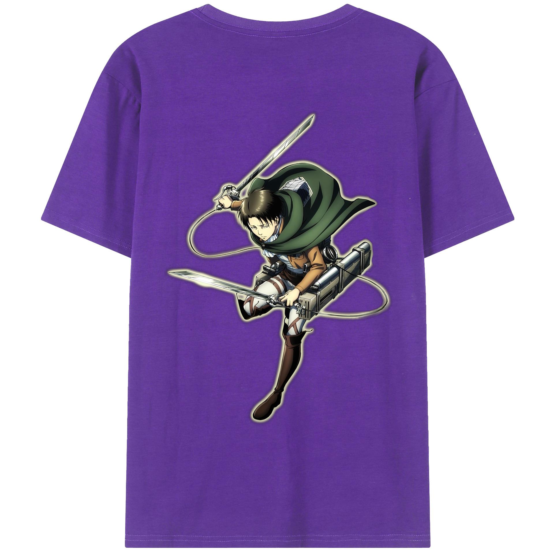 （画像用） 進撃の巨人 リヴァイ·アッカーマン Attack on Titan Levi Ackerman 綿100％ メンズ半袖Tシャツ（バックプリント） 通気性