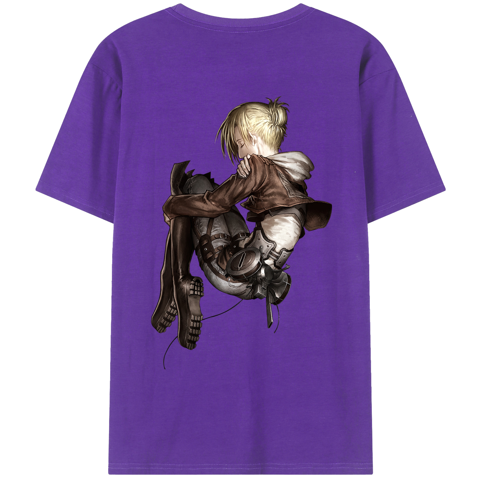 （画像用） 進撃の巨人 アニ・レオンハート Attack on Titan Annie Leonhart 綿100％ メンズ半袖Tシャツ（バックプリント） 通気性