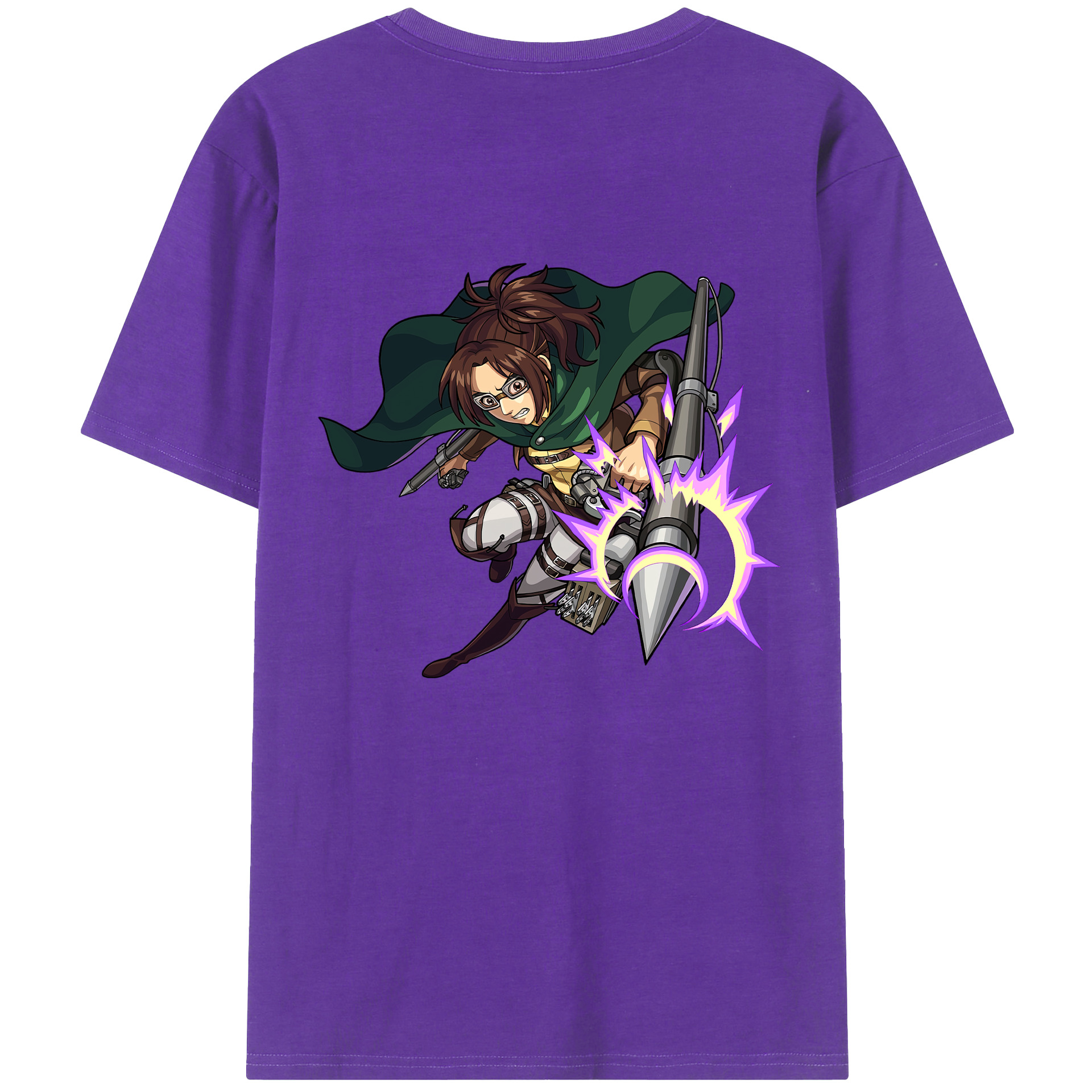 （画像用） 進撃の巨人 ハンジ·ゾエ Attack on Titan Hanji Zoe 綿100％ メンズ半袖Tシャツ（バックプリント） 通気性