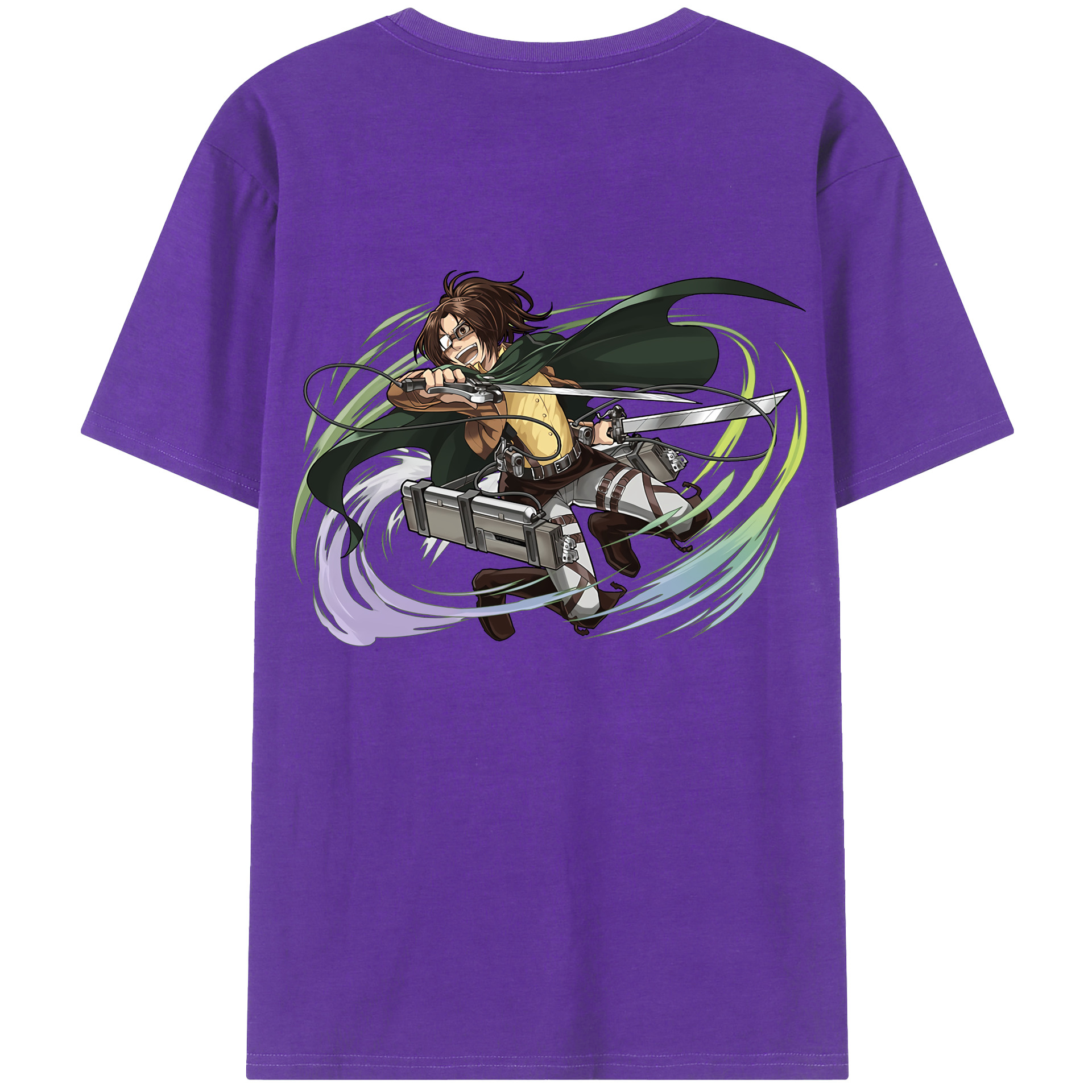 （画像用） 進撃の巨人 ハンジ·ゾエ Attack on Titan Hanji Zoe 綿100％ メンズ半袖Tシャツ（バックプリント） 通気性