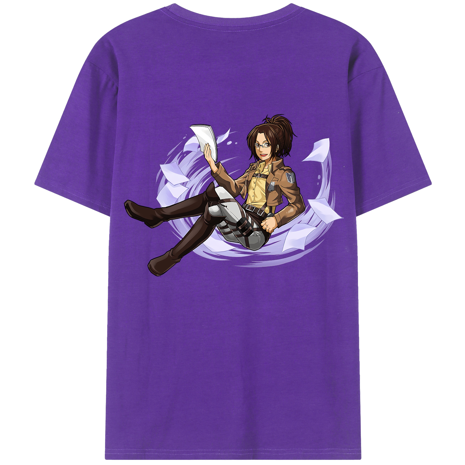 （画像用） 進撃の巨人 ハンジ·ゾエ Attack on Titan Hanji Zoe 綿100％ メンズ半袖Tシャツ（バックプリント） 通気性