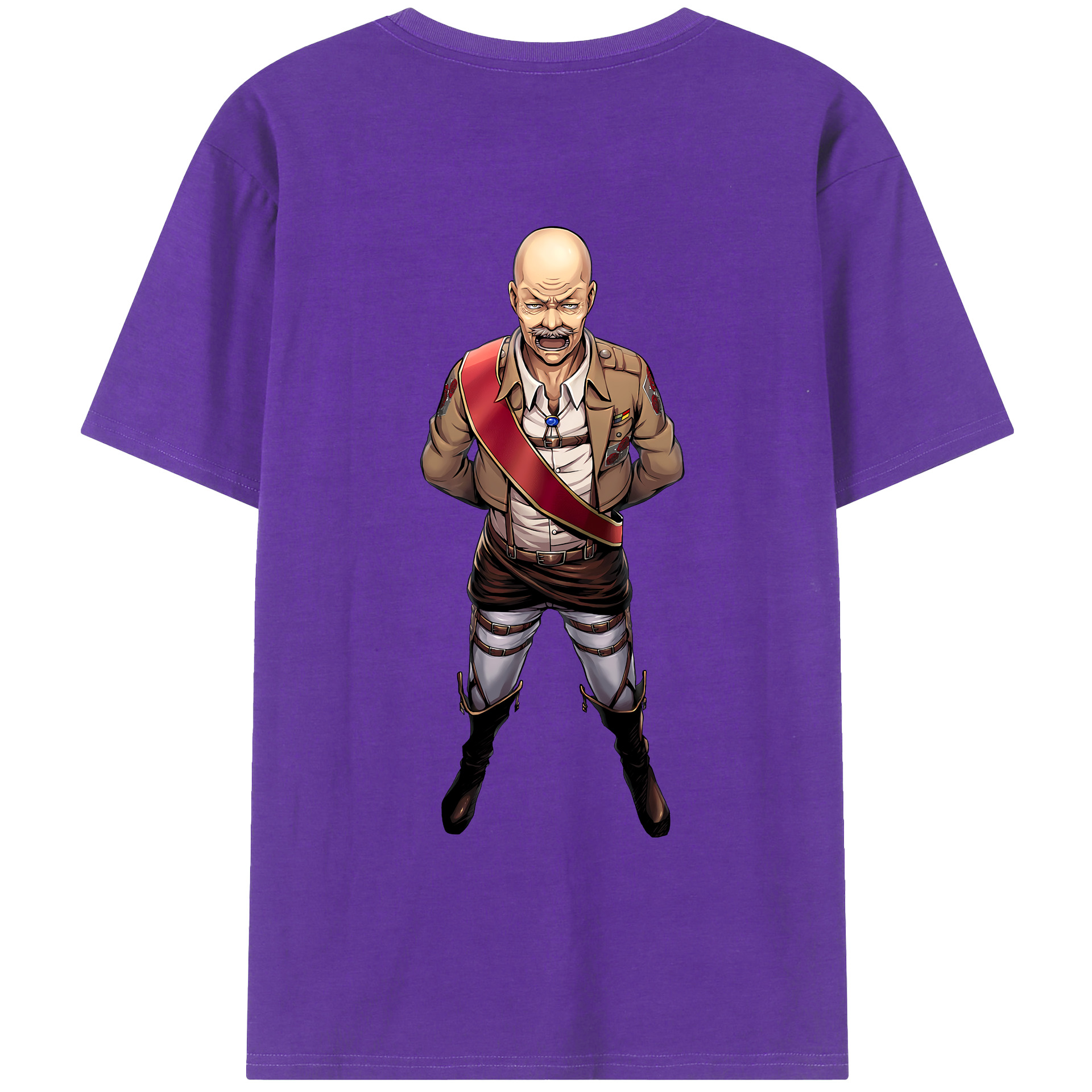（画像用） 進撃の巨人 ドット·ピクシス Attack on Titan Dot Pixis 綿100％ メンズ半袖Tシャツ（バックプリント） 通気性