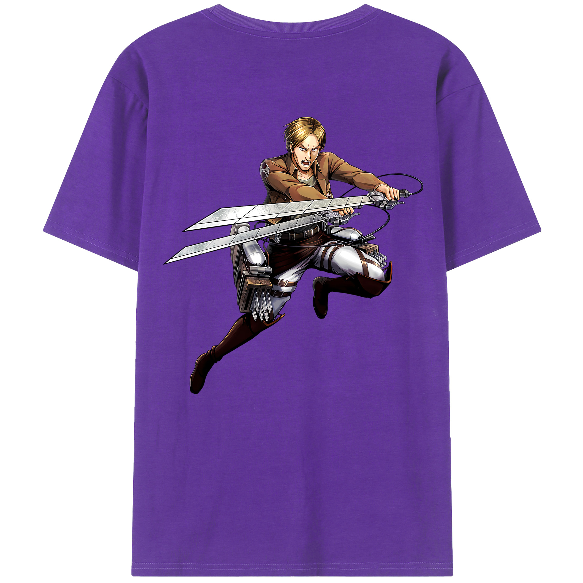 （画像用） 進撃の巨人 Attack on Titan 綿100％ メンズ半袖Tシャツ（バックプリント） 通気性