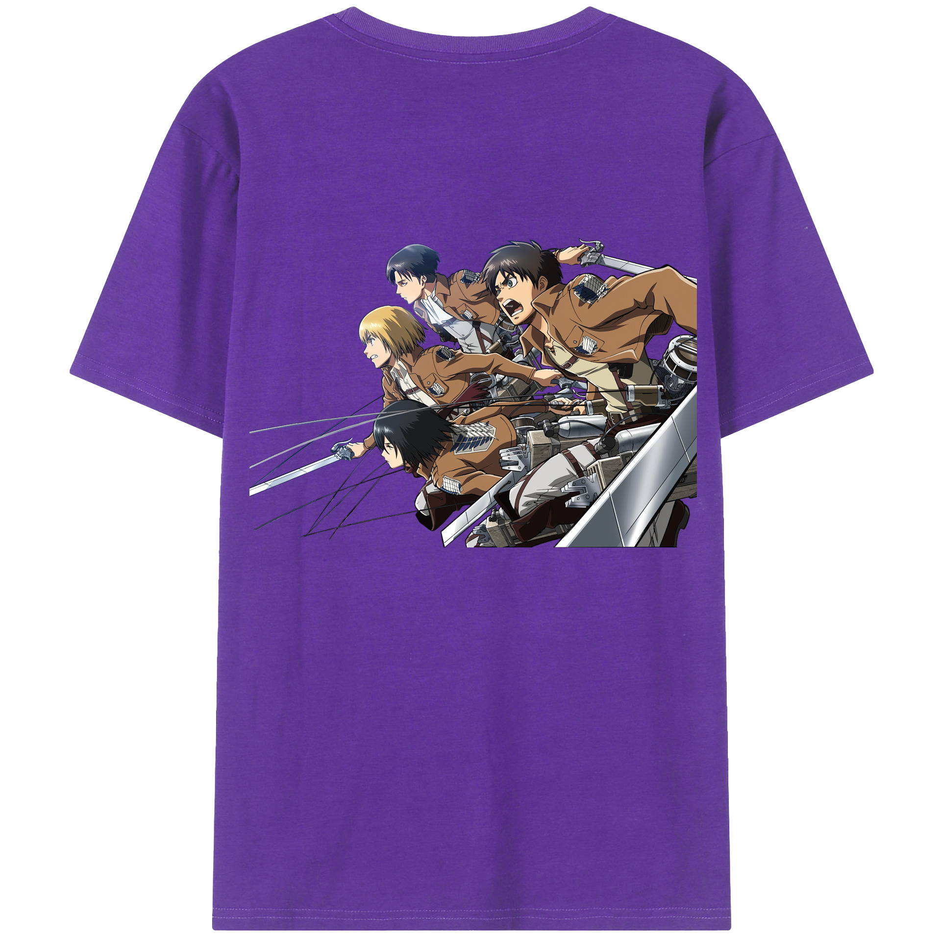 （画像用） 進撃の巨人 Attack on Titan 綿100％ メンズ半袖Tシャツ（バックプリント） 通気性