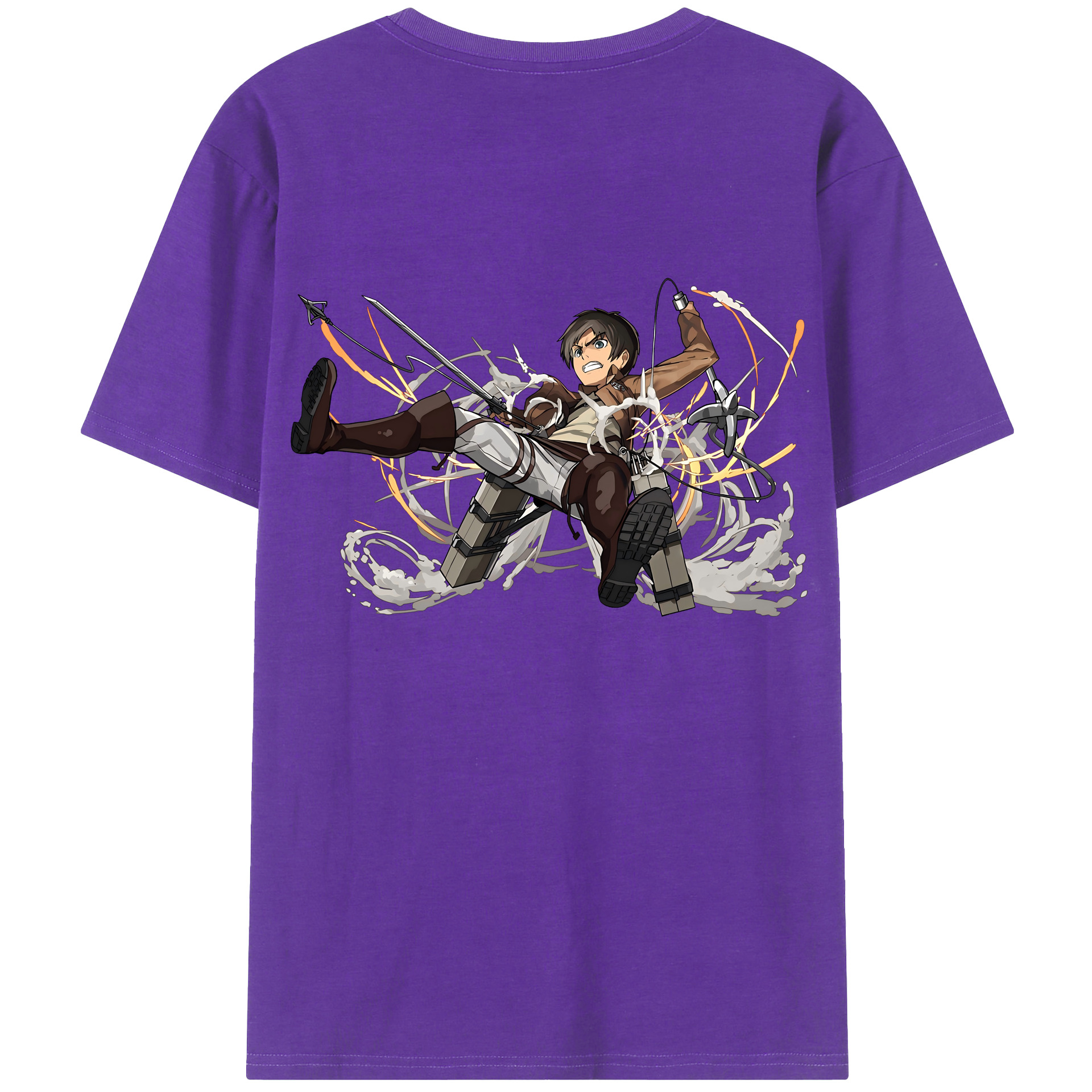 （画像用） 進撃の巨人 エレン･イェーガー Attack on Titan Eren Jäger 綿100％ メンズ半袖Tシャツ（バックプリント） 通気性