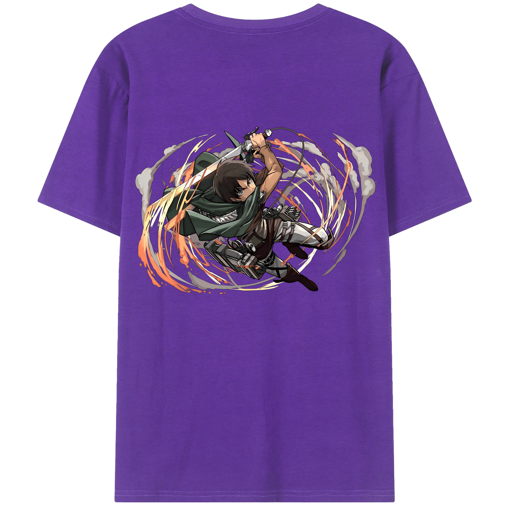 （画像用） 進撃の巨人 エレン･イェーガー Attack on Titan Eren Jäger 綿100％ メンズ半袖Tシャツ（バックプリント） 通気性