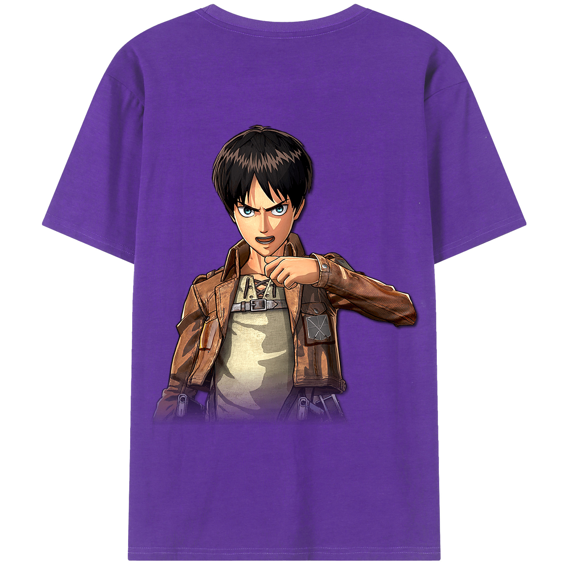 （画像用） 進撃の巨人 エレン･イェーガー Attack on Titan Eren Jäger 綿100％ メンズ半袖Tシャツ（バックプリント） 通気性