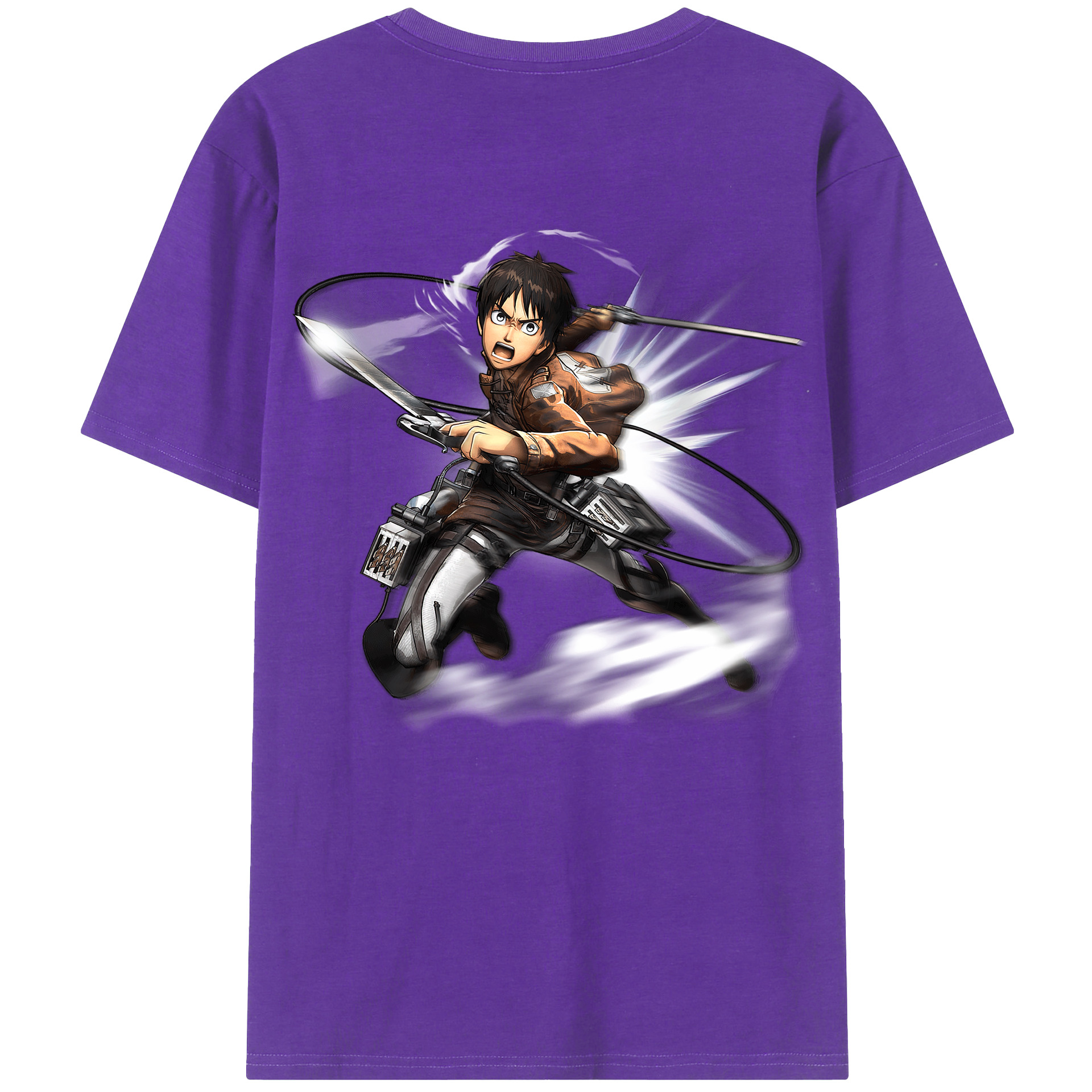 （画像用） 進撃の巨人 エレン･イェーガー Attack on Titan Eren Jäger 綿100％ メンズ半袖Tシャツ（バックプリント） 通気性