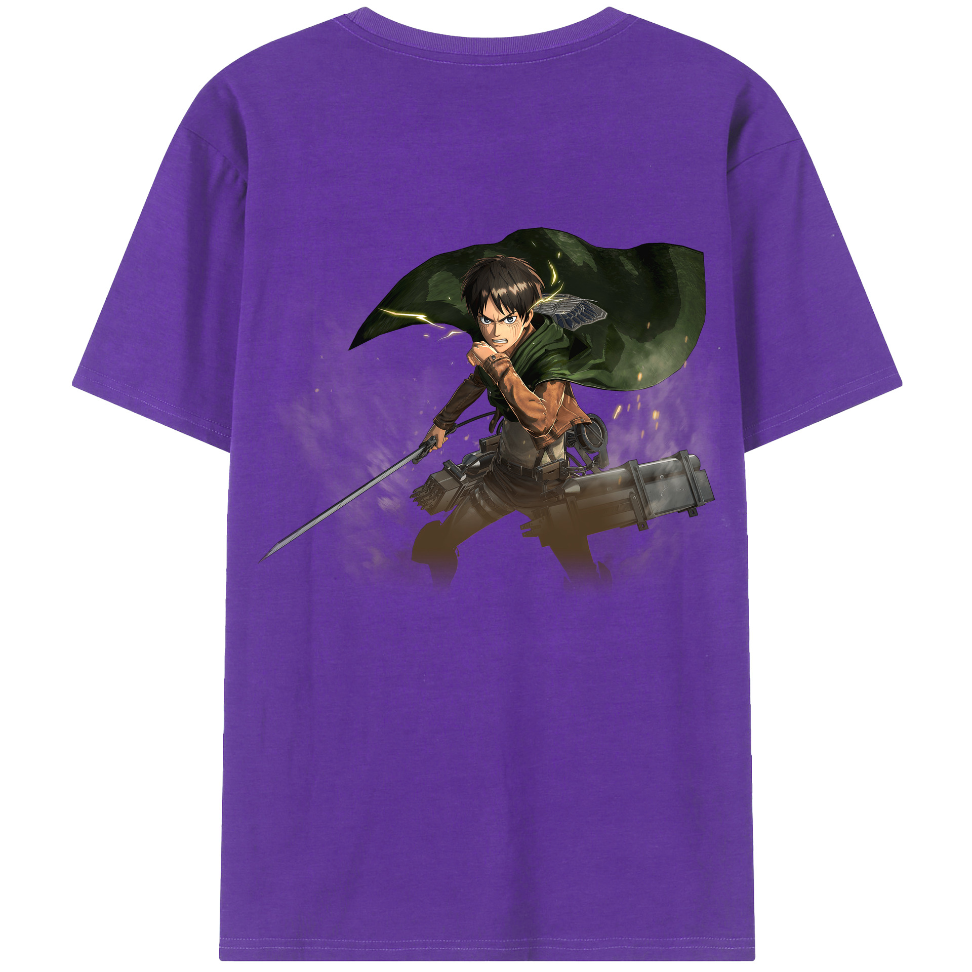 （画像用） 進撃の巨人 エレン･イェーガー Attack on Titan Eren Jäger 綿100％ メンズ半袖Tシャツ（バックプリント） 通気性