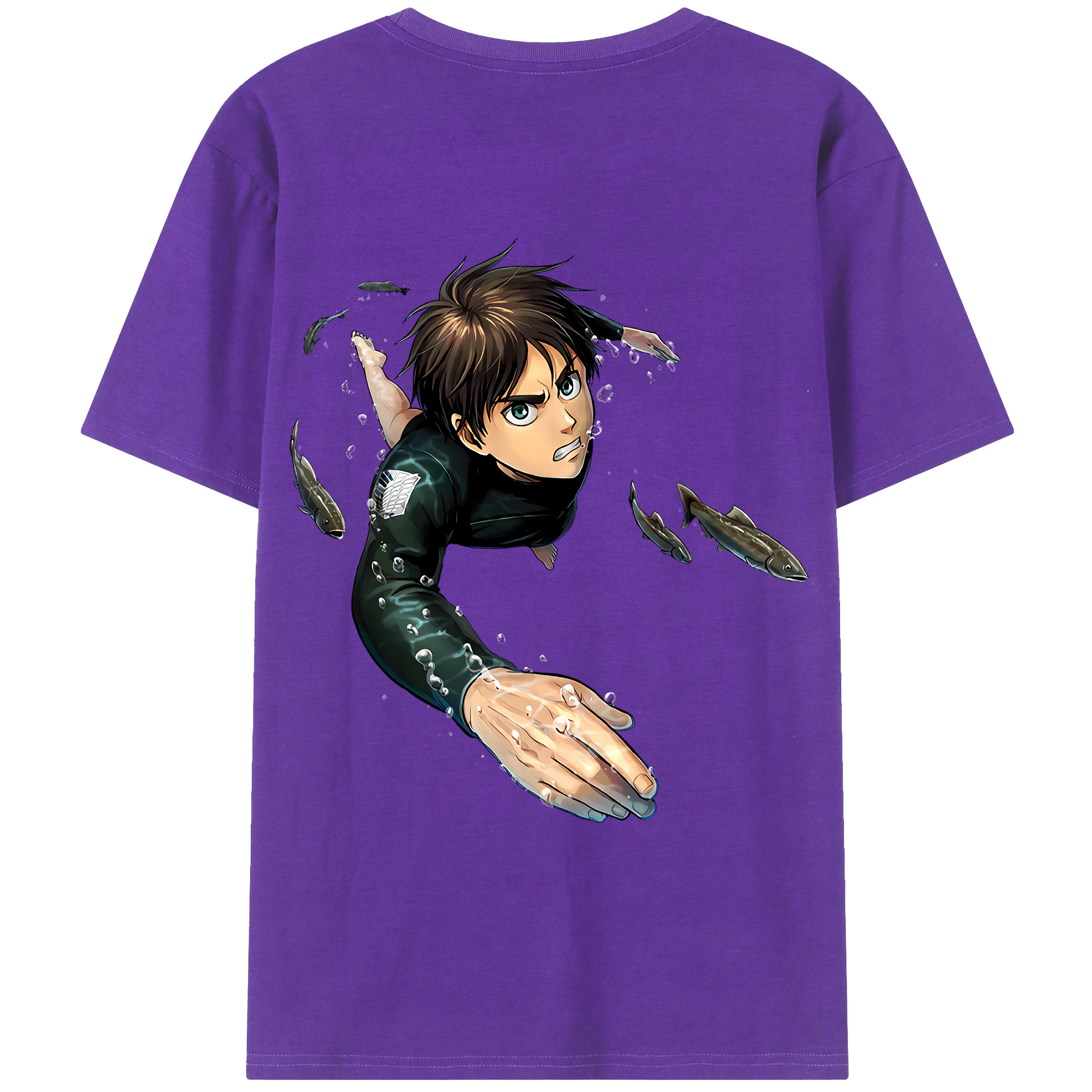 （画像用） 進撃の巨人 エレン･イェーガー Attack on Titan Eren Jäger 綿100％ メンズ半袖Tシャツ（バックプリント） 通気性